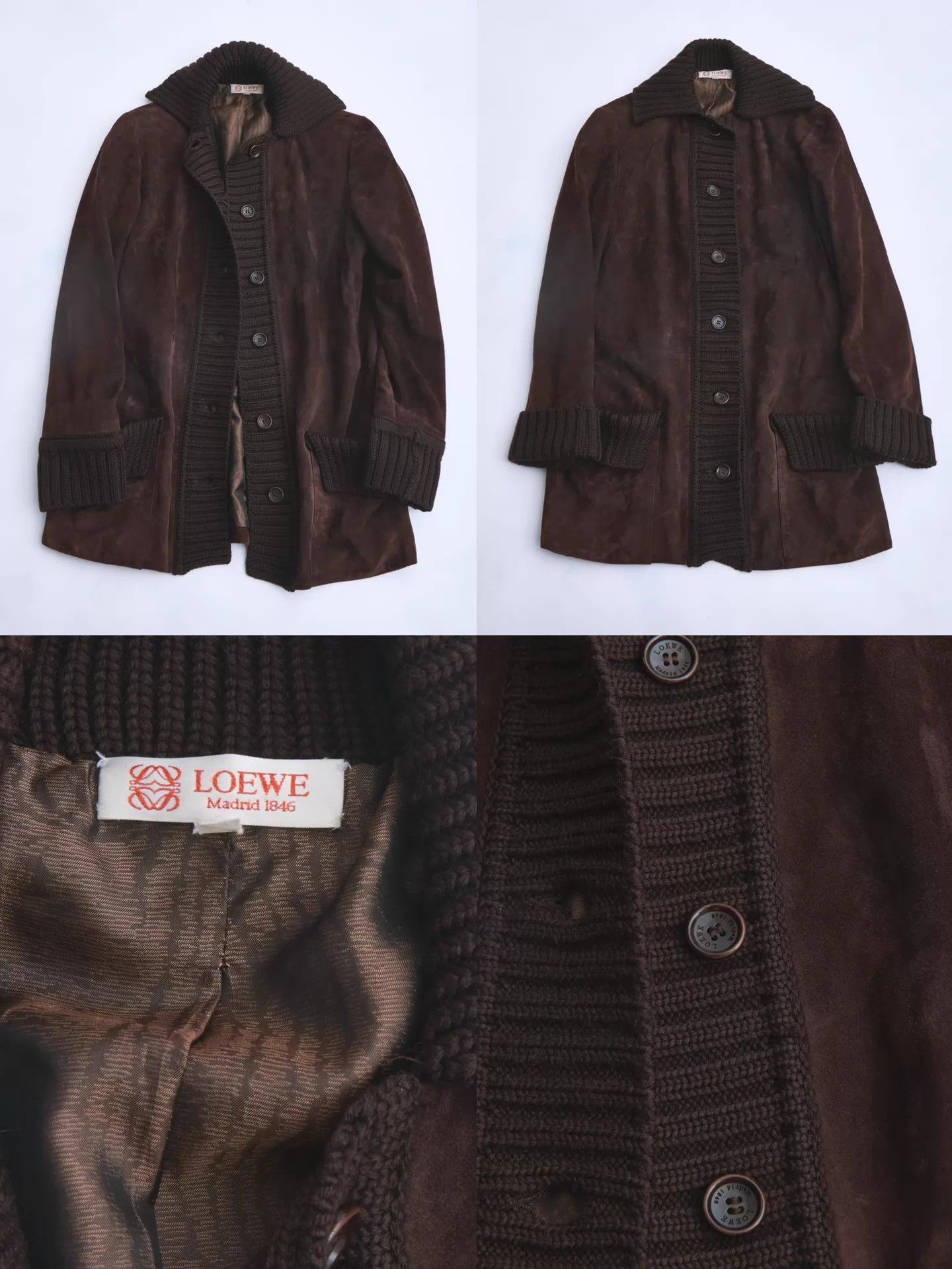 Loewe LOEWE 90s Men’s Suede & Wool Ribbed Knit Paneled Jacket Size US S / EU 44-46 / 1 - 8 Thumbnail