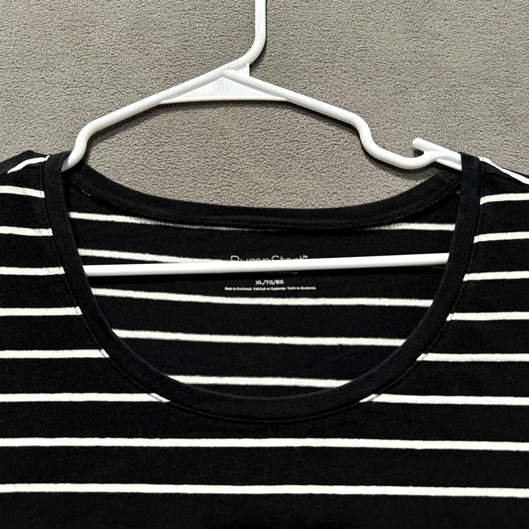 Vintage Motherhood Maternity Shirt Womens XL Black White Striped Rouched Side Size XL / US 12-14 / IT 48-50 - 3 Thumbnail