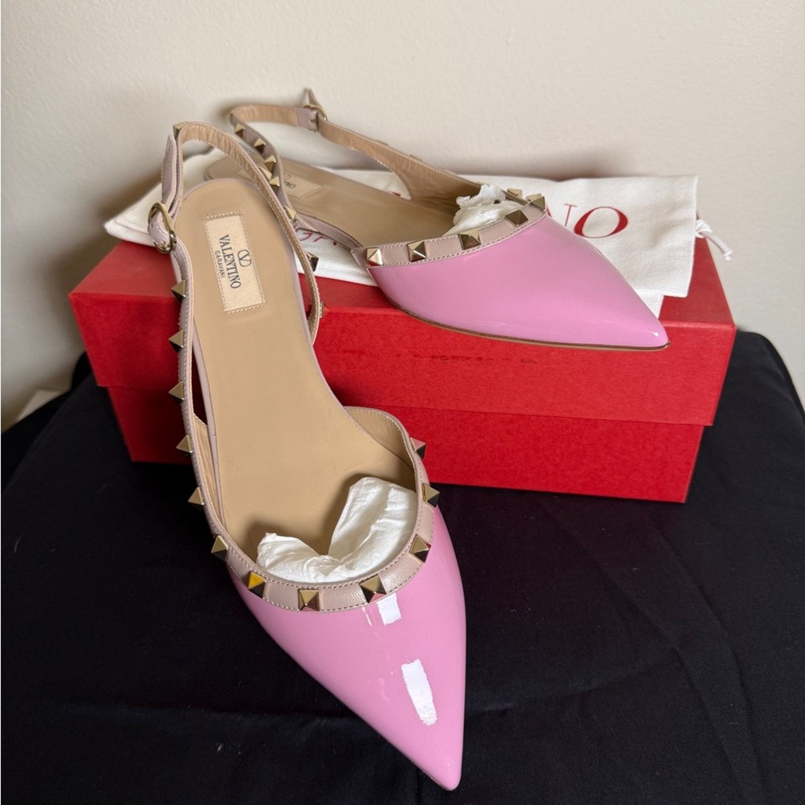 Valentino Valentino Pink Studded Slingback flats Size US 6 / IT 36 - 2 Thumbnail