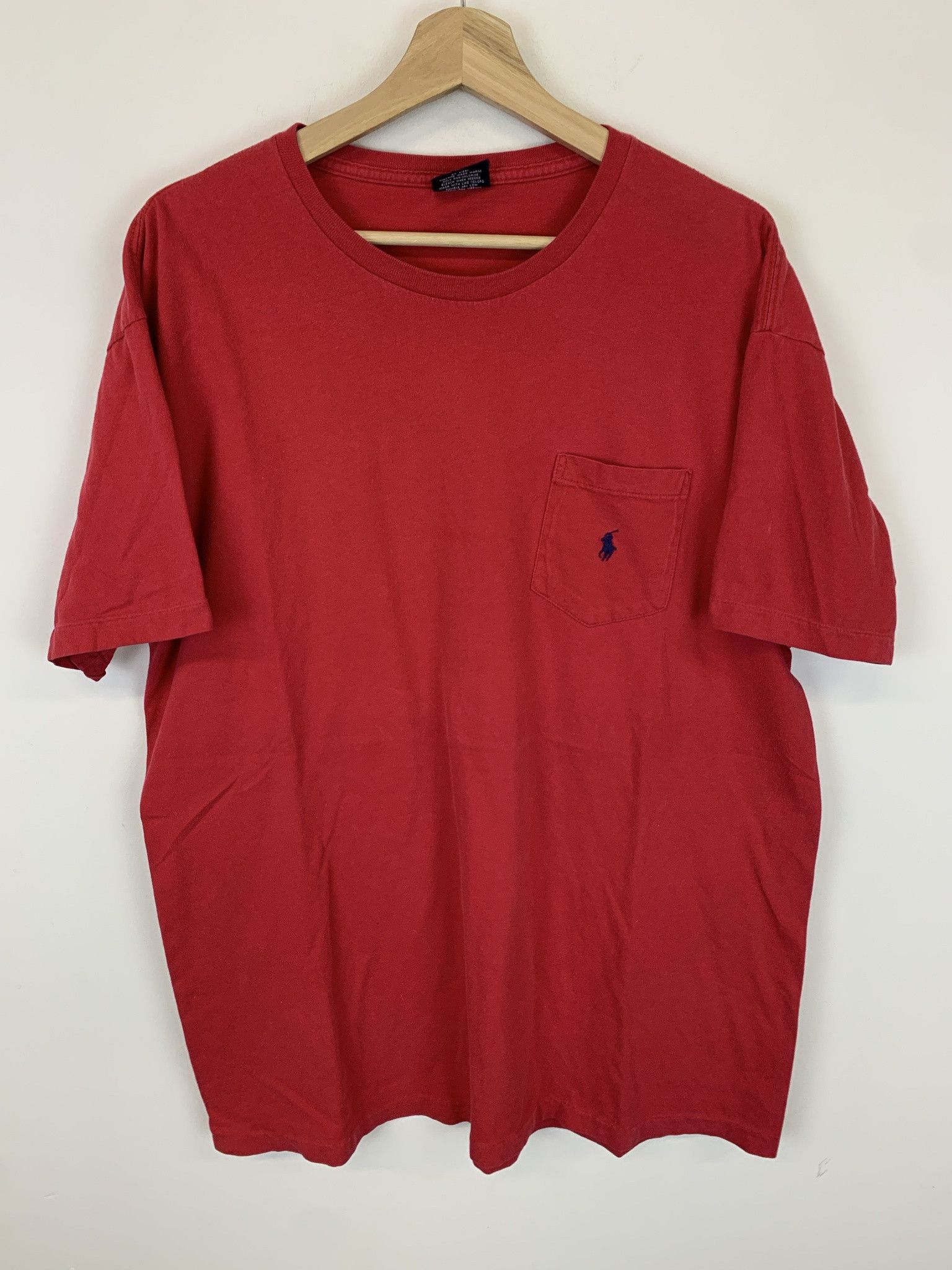 Polo Ralph Lauren Vintage 1990s Single Stitch Polo Ralph Lauren Pocket Horse Red Tee Size L Size US L / EU 52-54 / 3 - 1 Thumbnail
