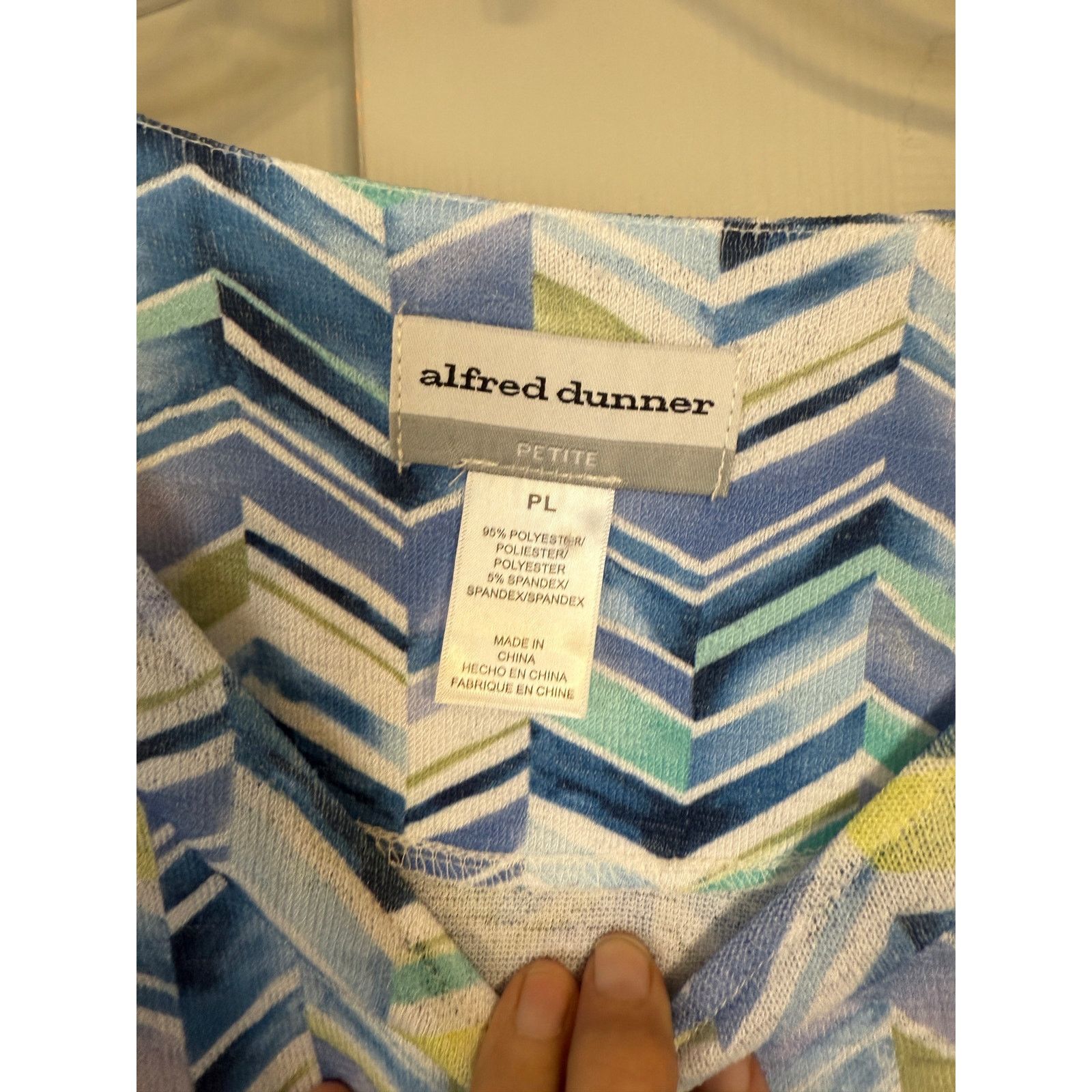 Other Alfred Dunner PL "High Impact" Blue Watercolor Border Knit Size L / US 10 / IT 46 - 2 Thumbnail