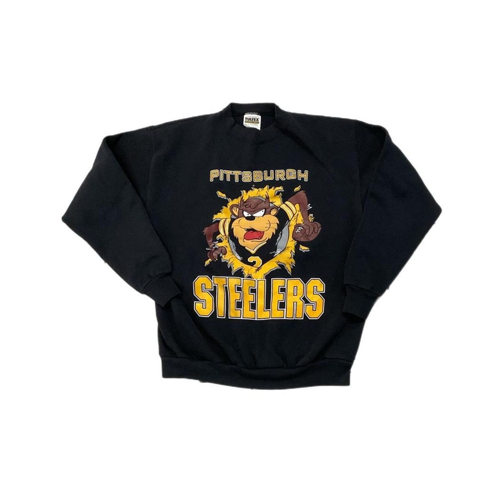 Tultex 1990s vintage Pittsburgh Steelers Taz tasmanian Sweater Size US M / EU 48-50 / 2 - 1 Thumbnail