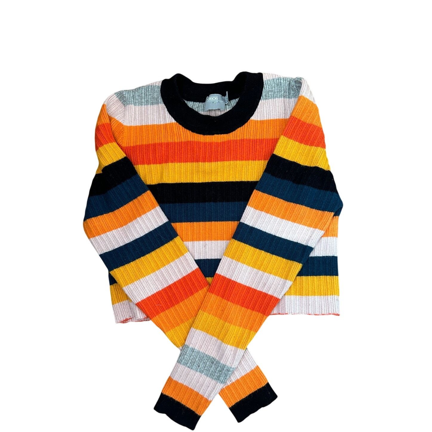 Asos ASOS Curve Colorblock Striped Pullover Crop Sweater Sz 12 US Size XL / US 12-14 / IT 48-50 - 1 Thumbnail