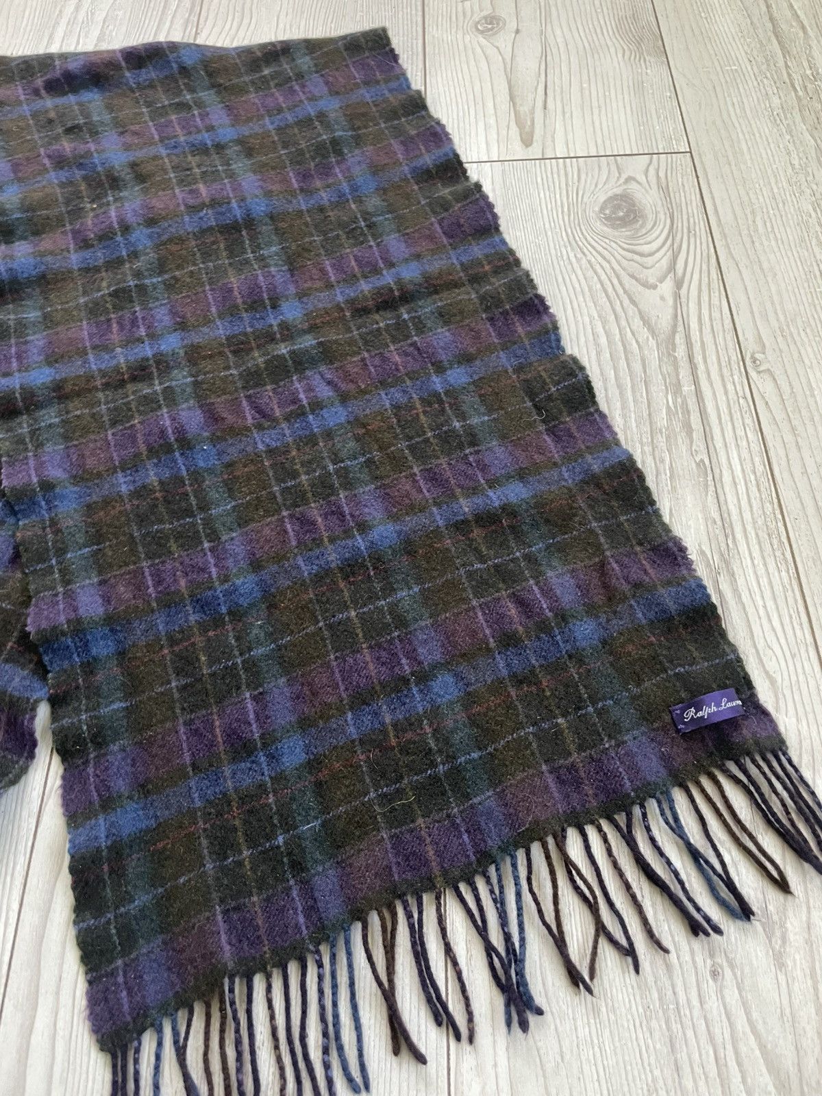 Polo Ralph Lauren × Ralph Lauren Purple Label Polo Ralph Lauren Purple Label Plaid Cashmere Fringe Scarf Size ONE SIZE - 8 Thumbnail