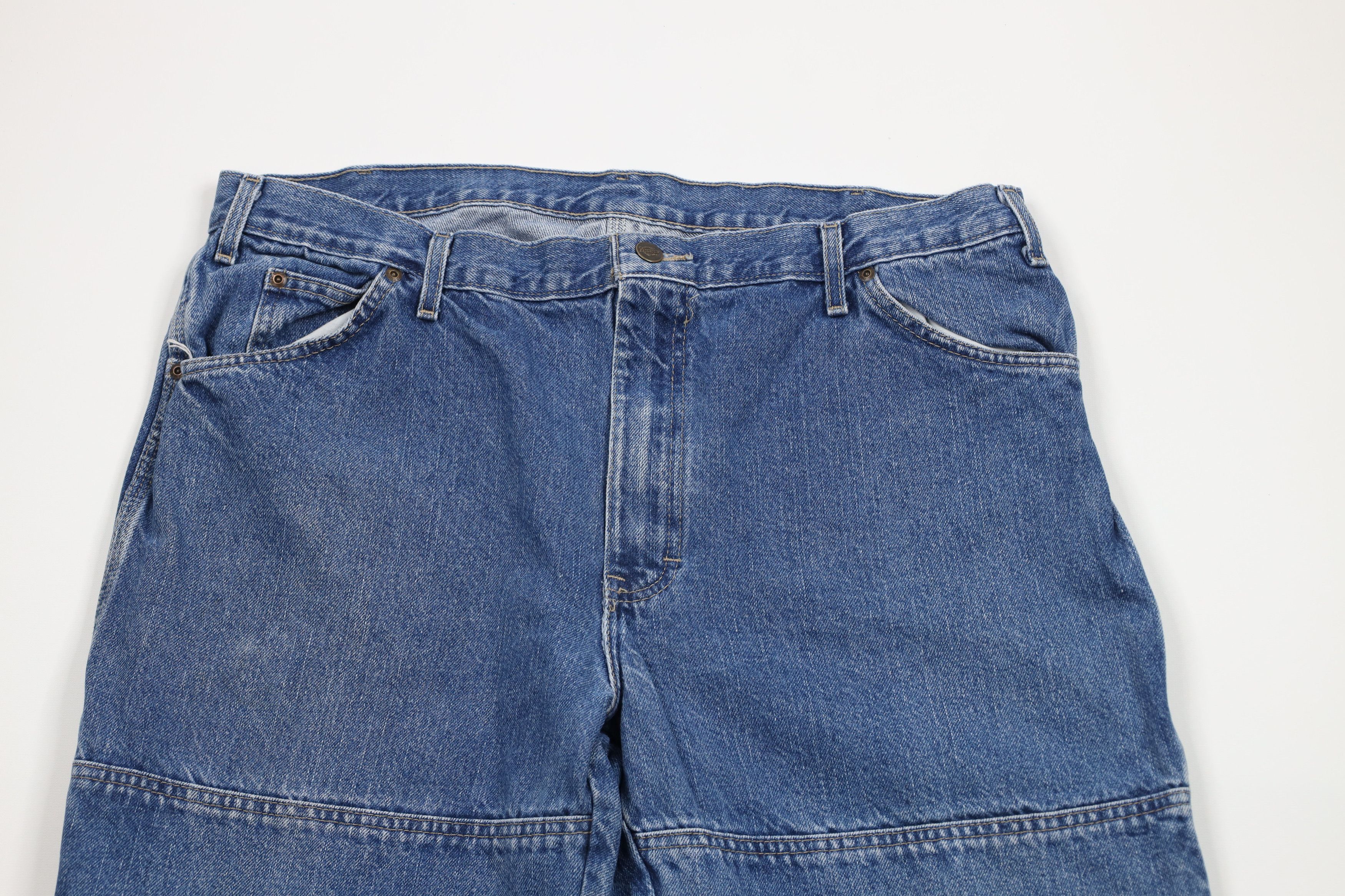 Dickies × Vintage Vintage Y2K Dickies Spell Out Wide Leg Dungaree Jeans Blue Size US 38 / EU 54 - 2 Thumbnail