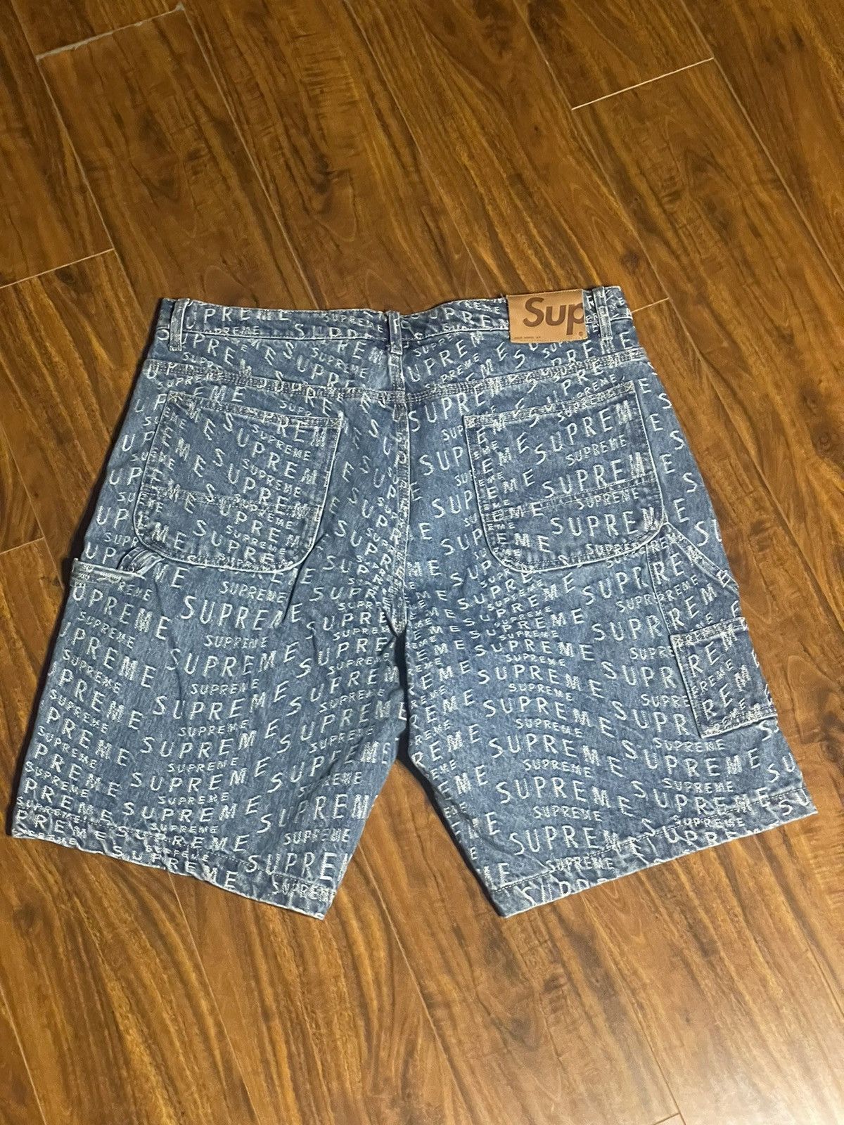 Supreme Supreme Warp Jacquard Logo Denim Painter Shorts | Grailed