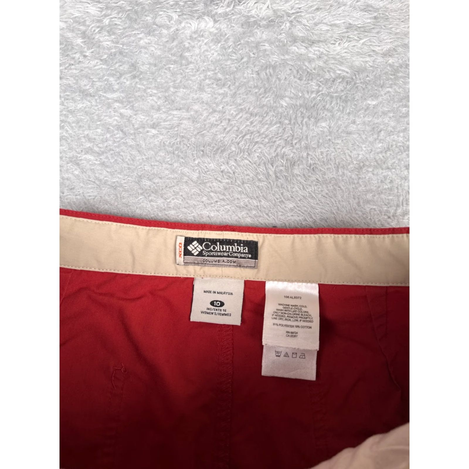 Vintage Columbia Shorts Women 10 Red Cotton Blend Chino XCO Hiking Camping 30x16 Elastic Waist Pockets Mid Rise Casual Activewear Summer Women Size 32" / US 10 / IT 46 - 7 Thumbnail