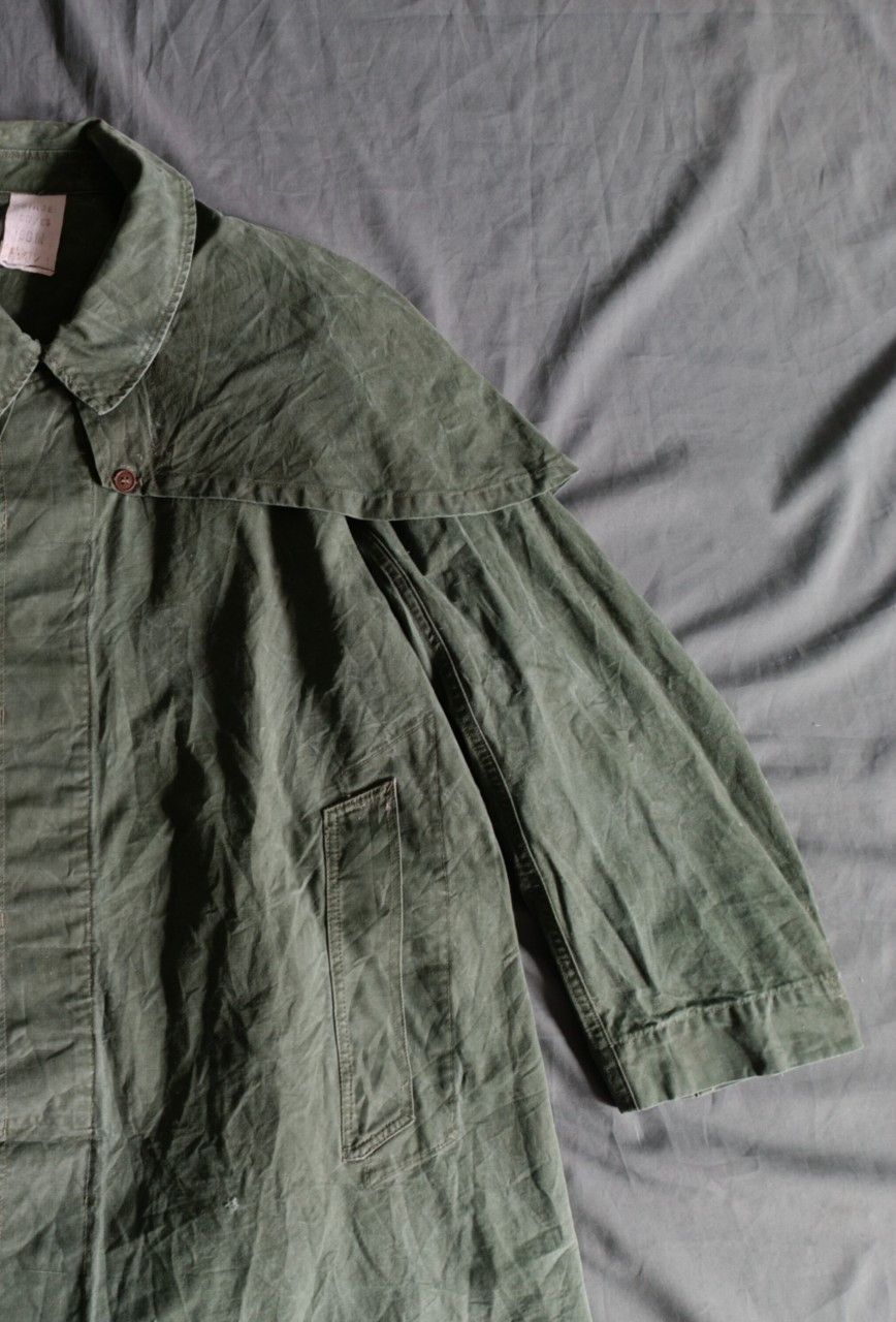 Rainforest Vintage 1960s French Army Green Canvas Rain Coat. Size US XL / EU 56 / 4 - 5 Thumbnail