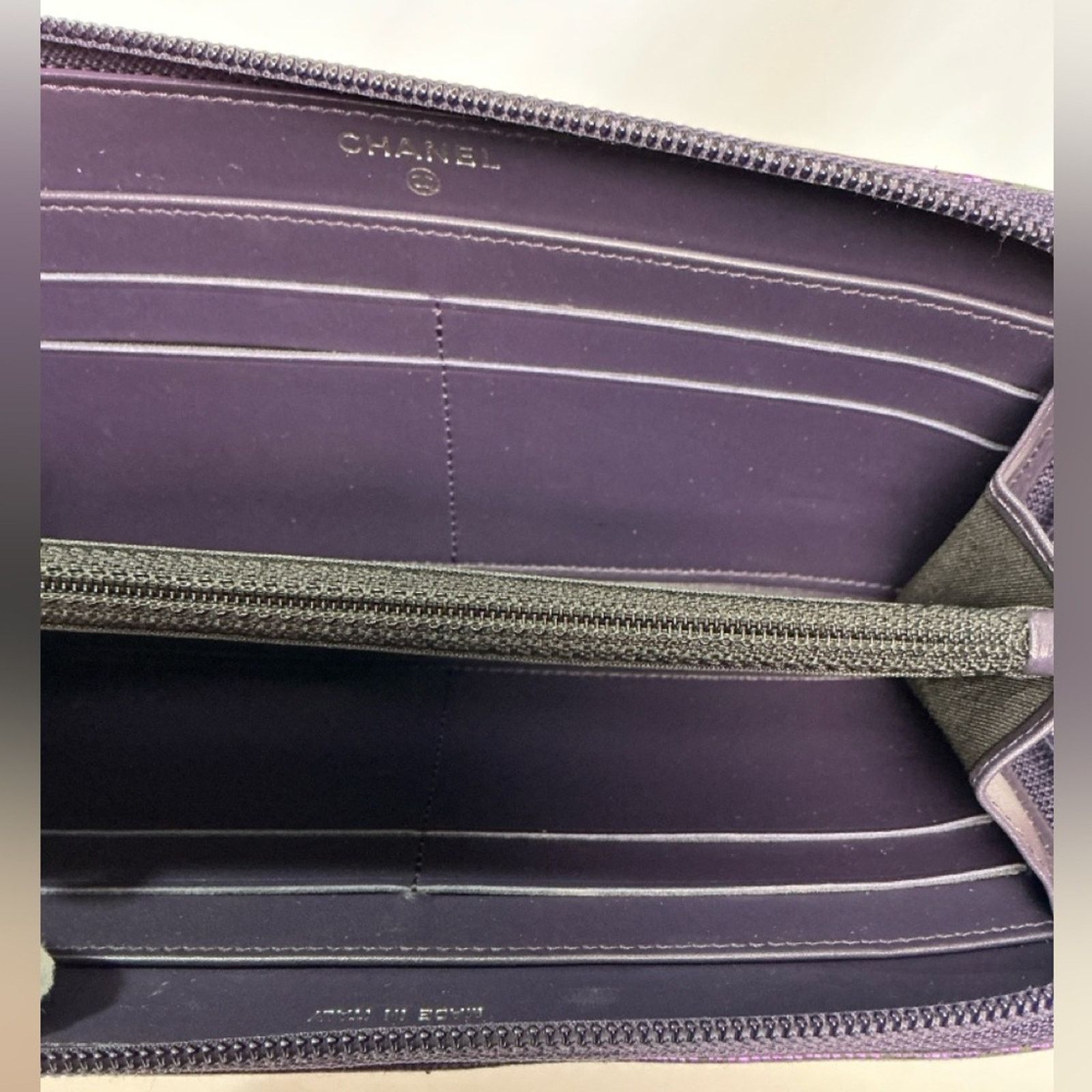 Chanel CHANEL Iridescent Purple Caviar Zip Lizard Embossed Wallet Size ONE SIZE - 15 Thumbnail