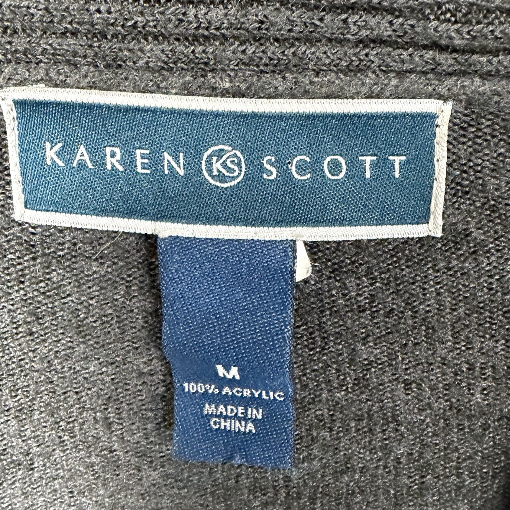 Vintage Karen Scott Cardigan Sweater Womens M Gray Open Front Dark Academia Layering Size M / US 6-8 / IT 42-44 - 5 Thumbnail