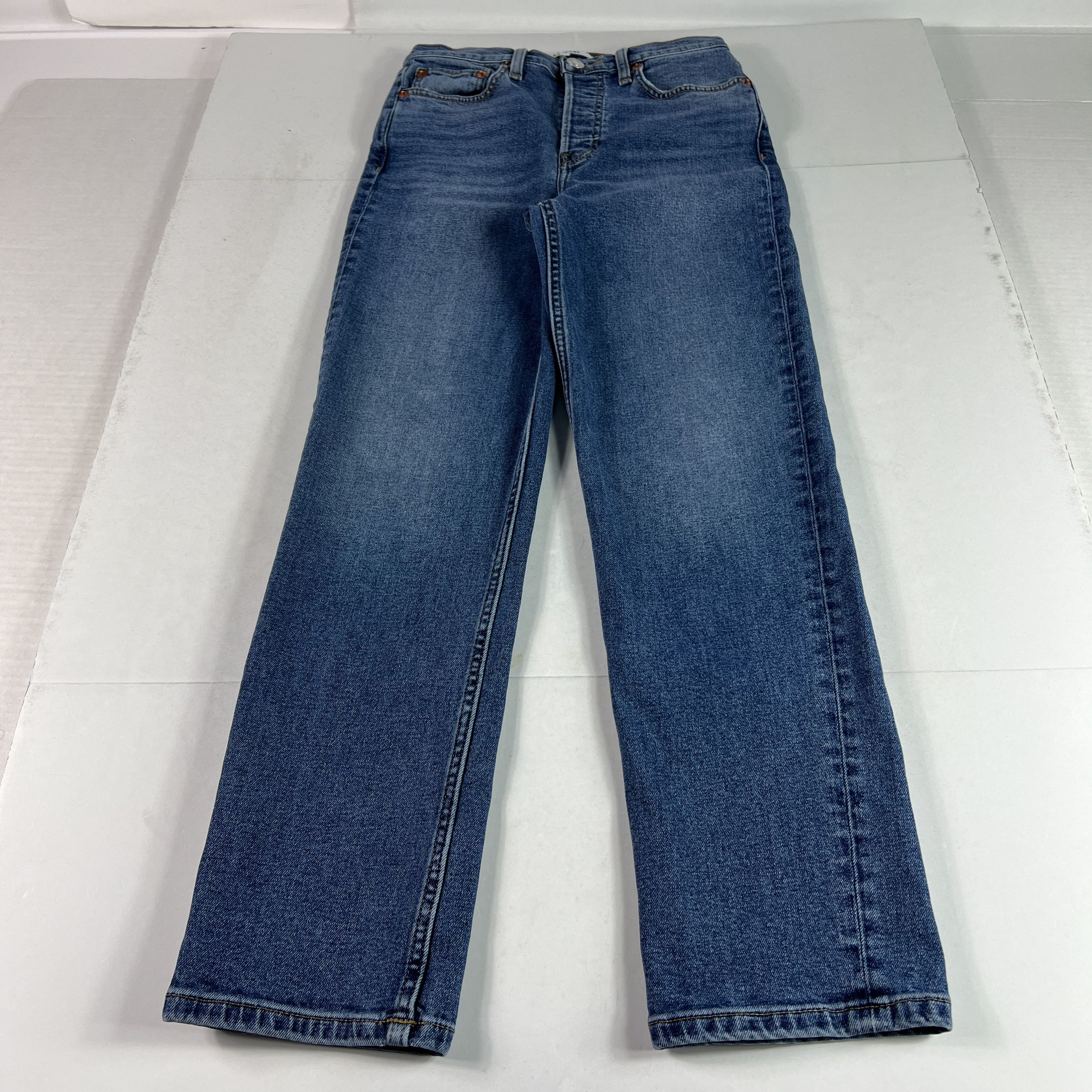 RE/DONE Re/Done Jean 70s Stove Pipe High Rise Skinny Crop Blue Denim Size 25" / US 0 / IT 36 - 1 Thumbnail