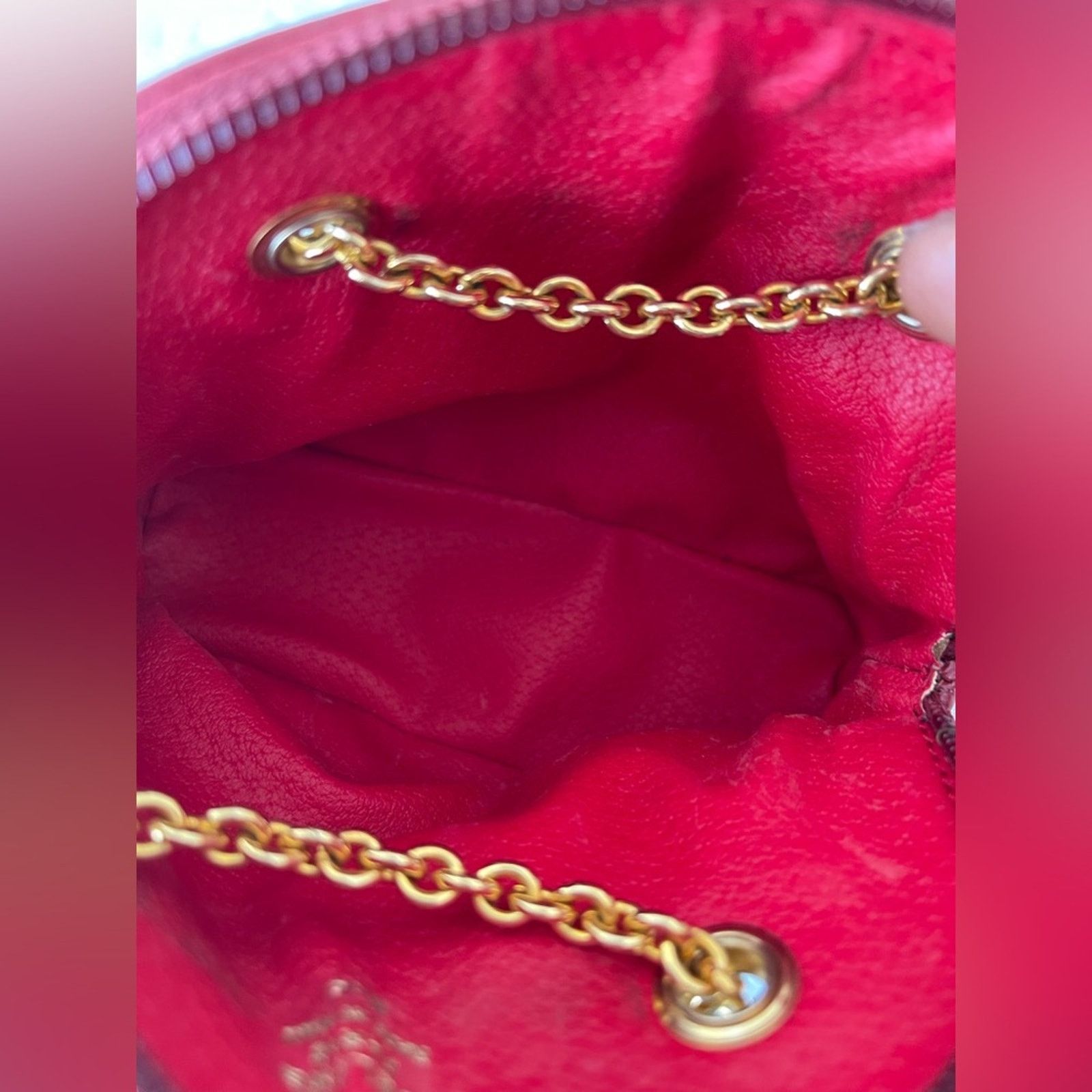 Celine Céline Red and Gold Leather Pochette Shoulder Bag Golden Size ONE SIZE - 12 Thumbnail