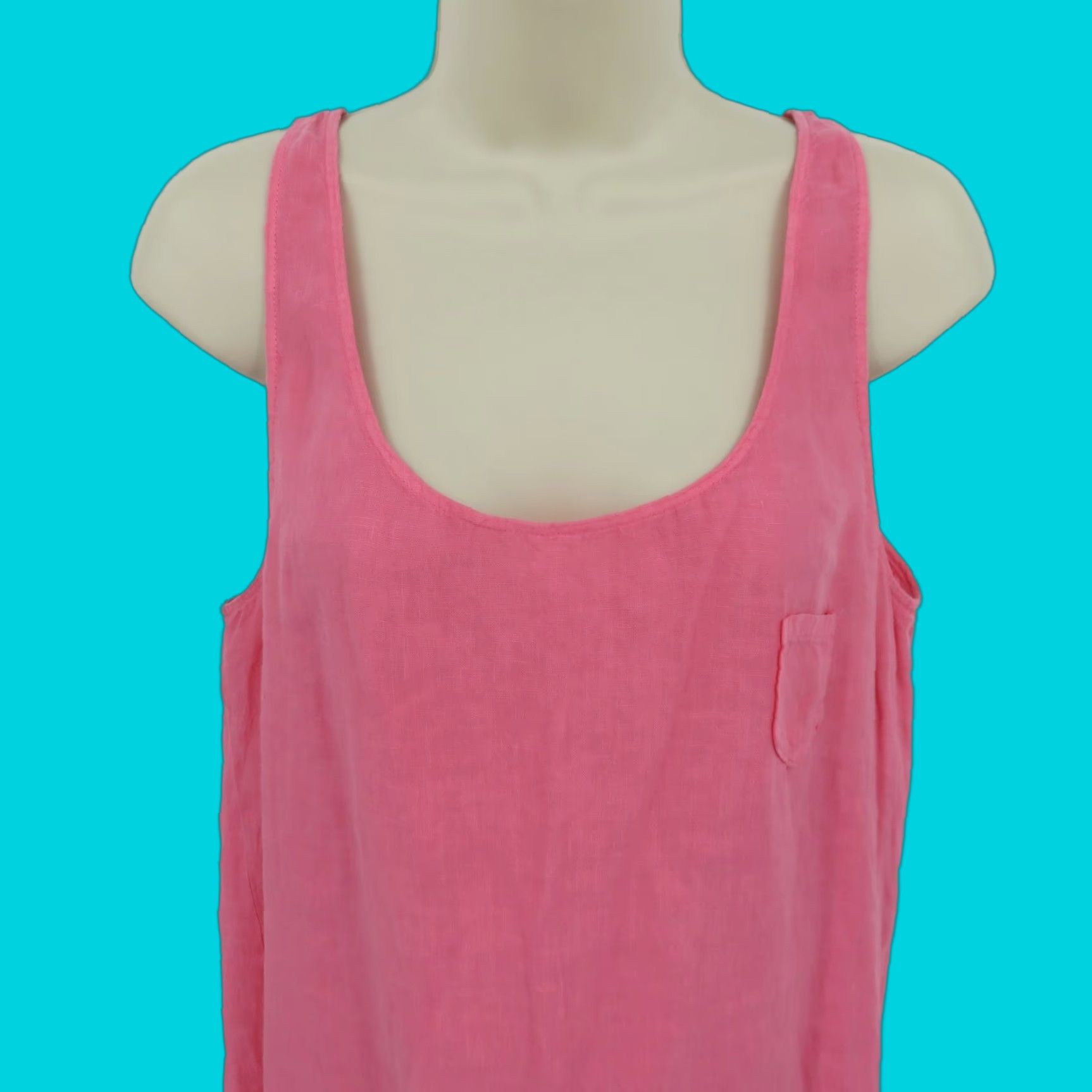 Hartford Hartford Women 1 US 4 Solid Pink Scoop Neck Sleeveless All Linen Sundress Dress Size S / US 4 / IT 40 - 1 Thumbnail