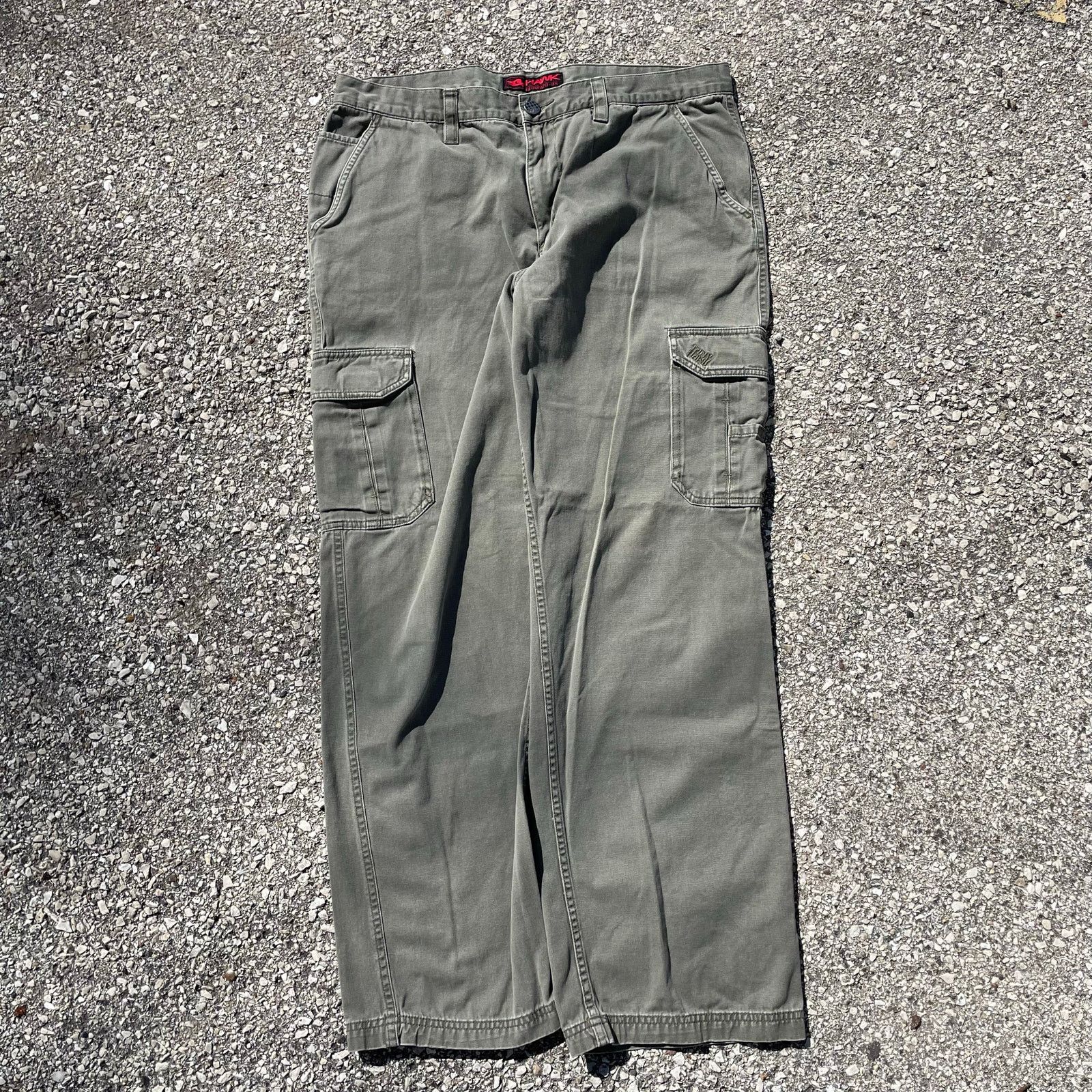 Hawk Hawk Cargo Pants Baggy Skate Utility Green Y2K Style 36x32 Size US 36 / EU 52 - 1 Thumbnail