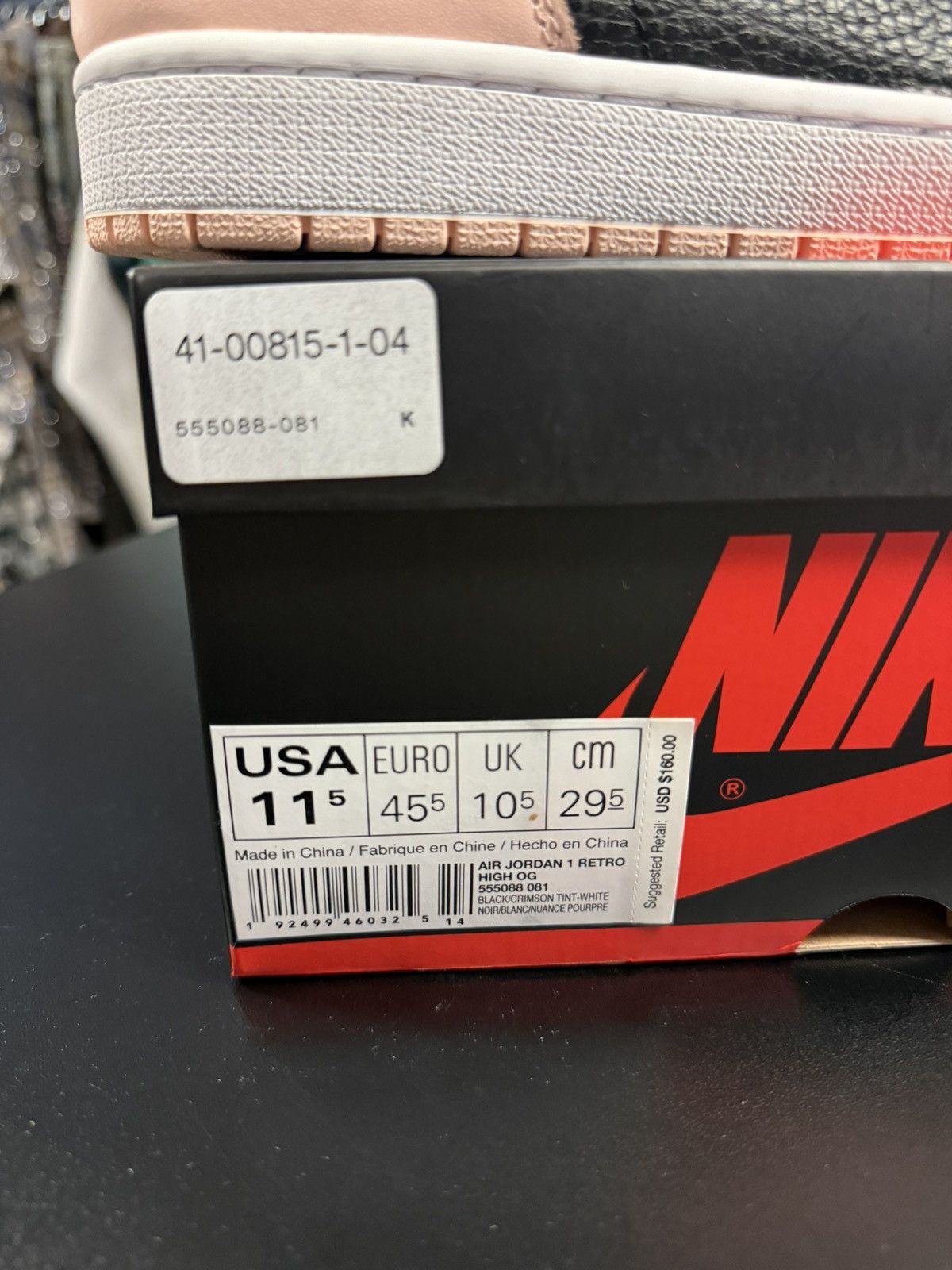 Jordan Brand × Nike Jordan 1 High OG Black Crimson Tint Size 11.5 New 2019 Size US 11.5 / EU 44-45 - 14 Thumbnail