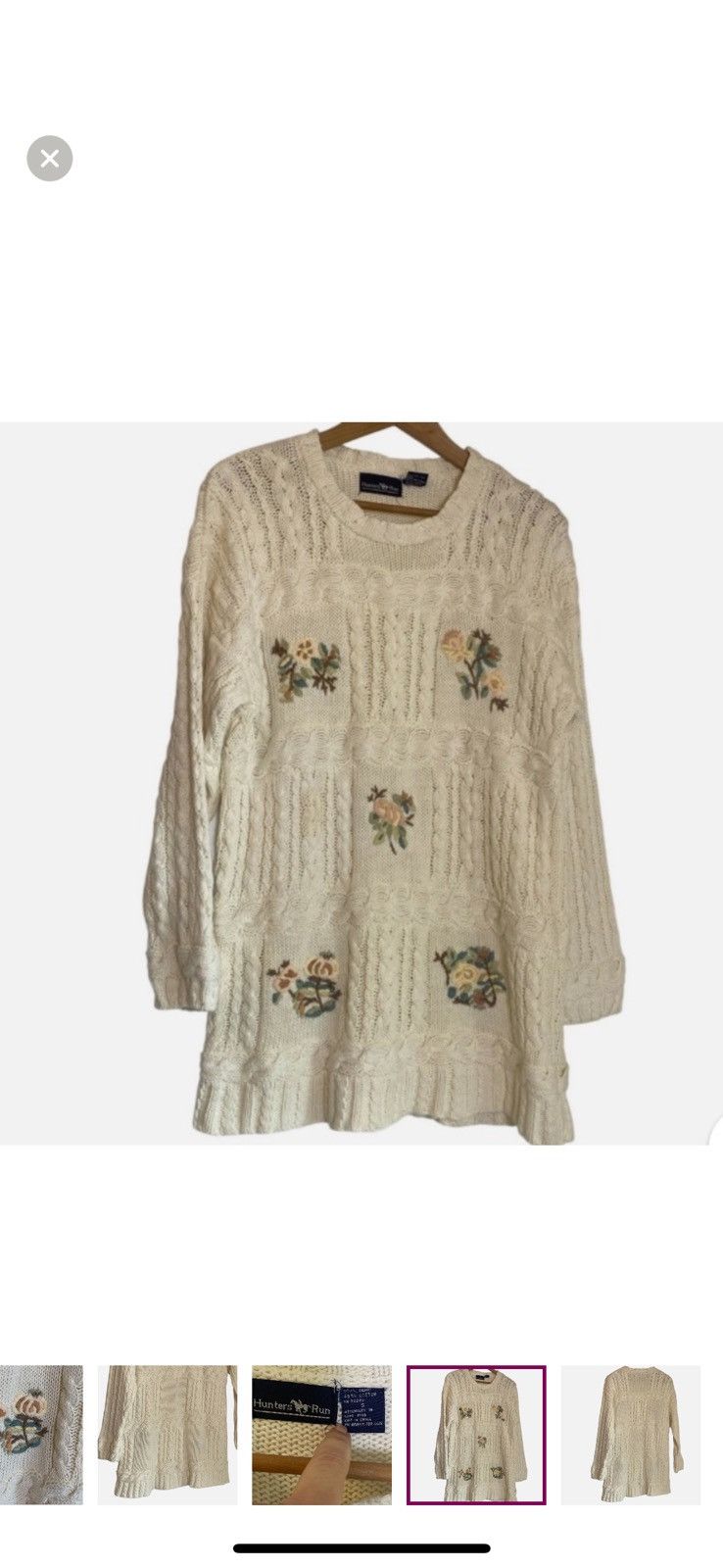 Vintage VTG Cable Knit Sweater Tunic/Dress S Floral Embroidered Size S / US 4 / IT 40 - 9 Thumbnail