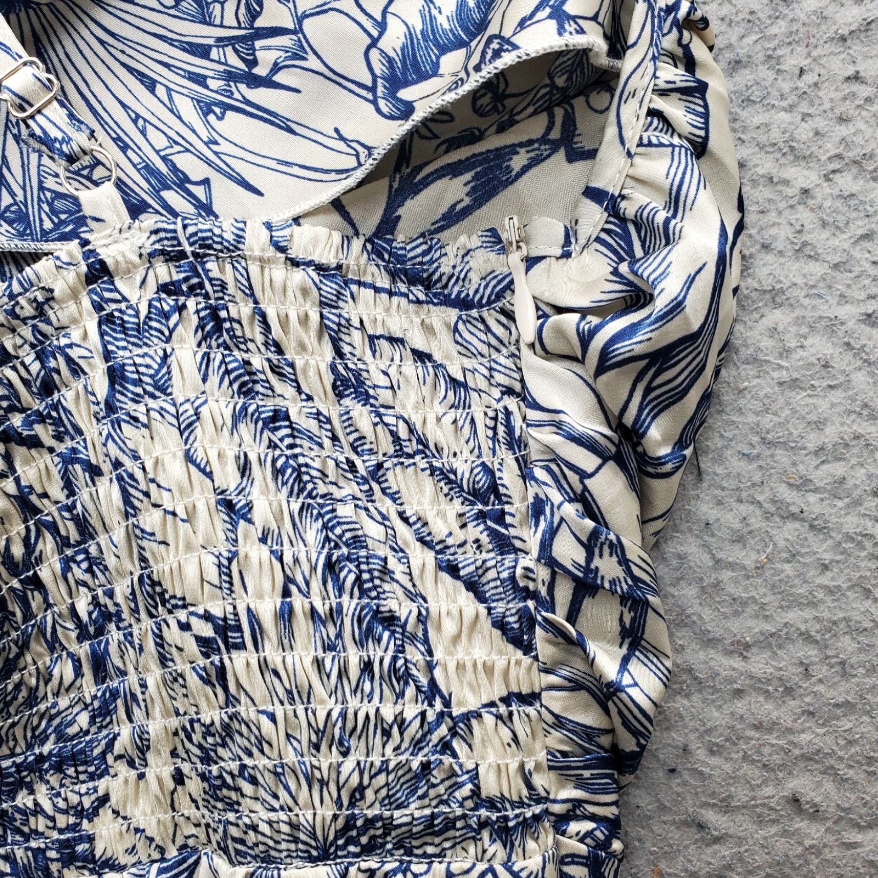 Cider Cider Maxi Dress Womens Size S Blue & White Floral Smocked Back Zip Size S / US 4 / IT 40 - 7 Thumbnail