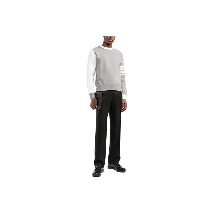 Thom Browne Thom Browne Gray Striped Knit Sweater for Men Size US S / EU 44-46 / 1 - 1 Thumbnail