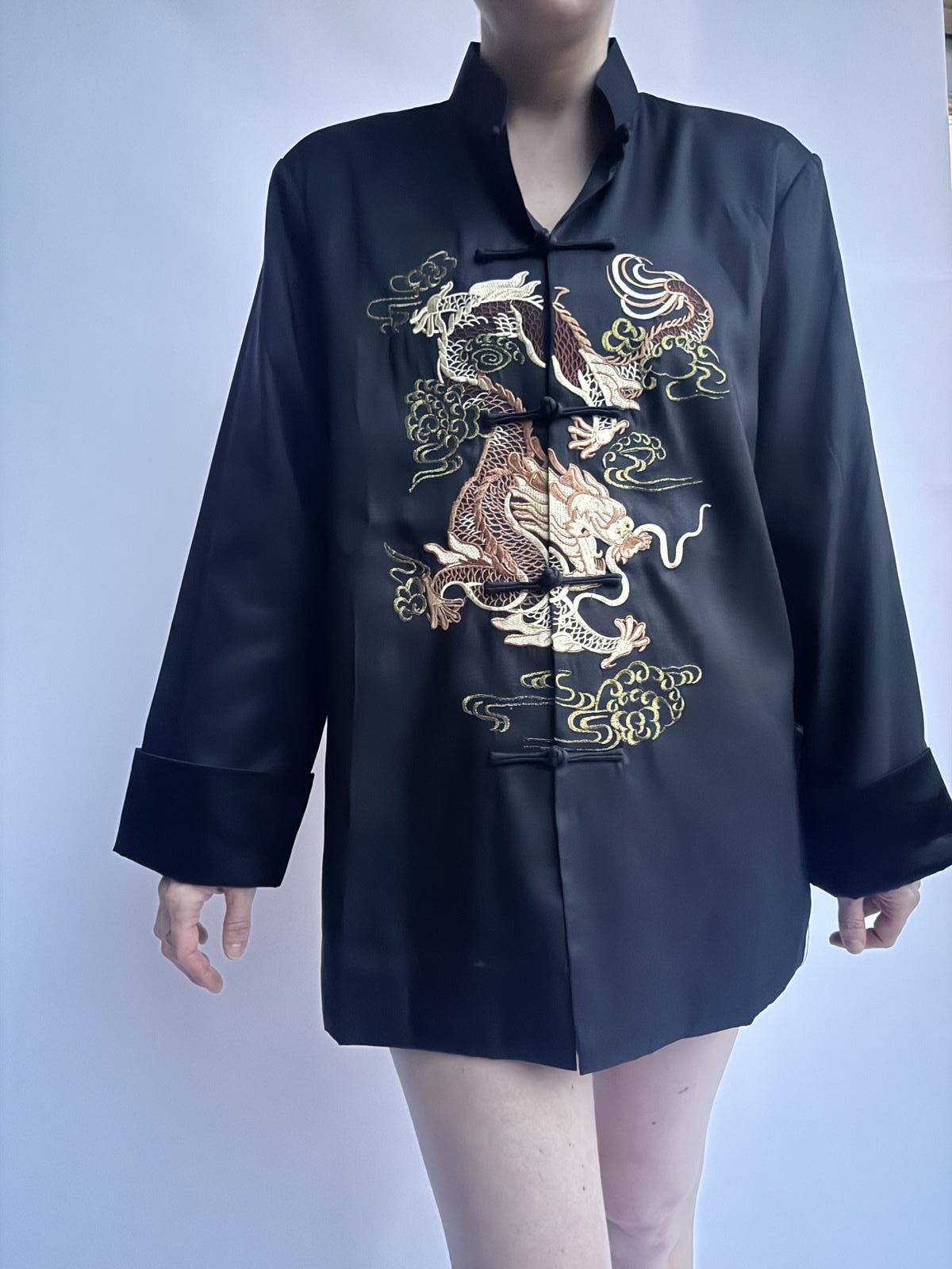 Designer Chinese Shirt Traditional Men Tang Suit Dragon Satin Size ONE SIZE - 1 Thumbnail