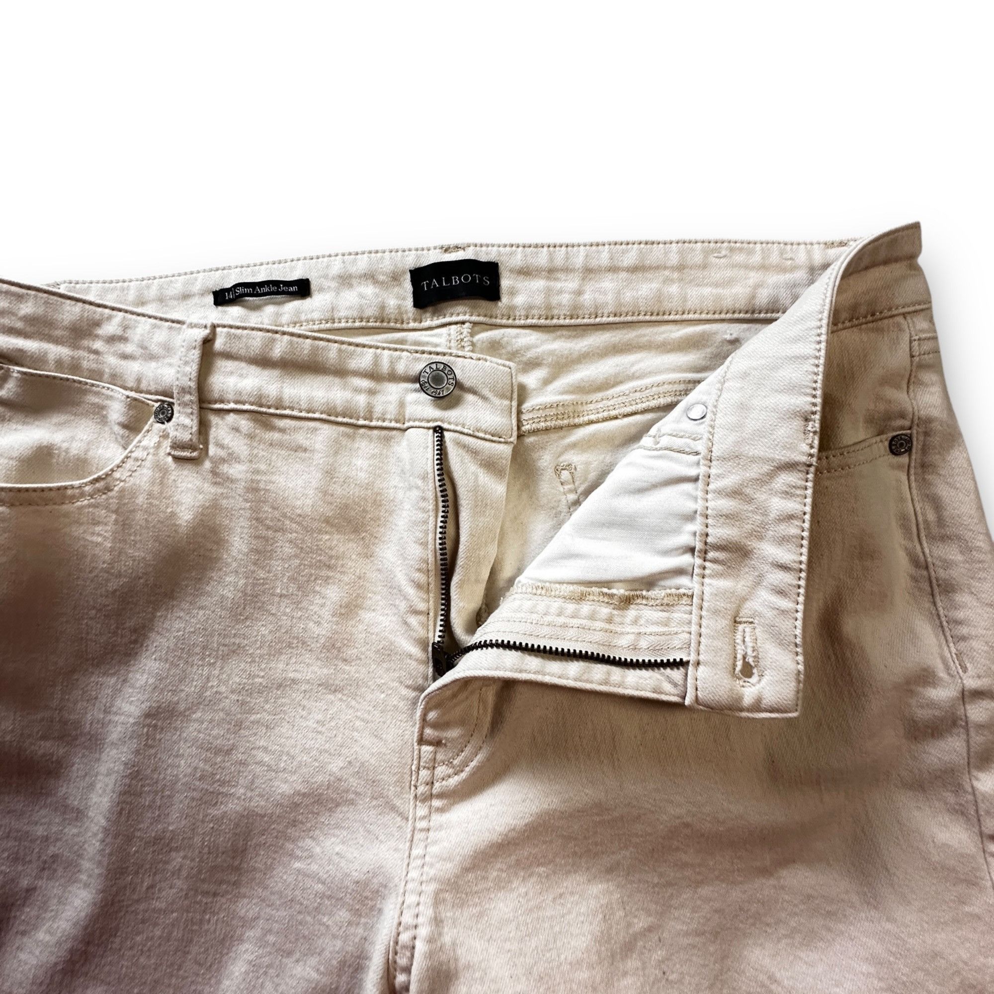 Talbots Talbots Slim Ankle Jeans Womens Size 14 Beige Cotton/Spandex Size 36" / US 14 / IT 50 - 10 Thumbnail