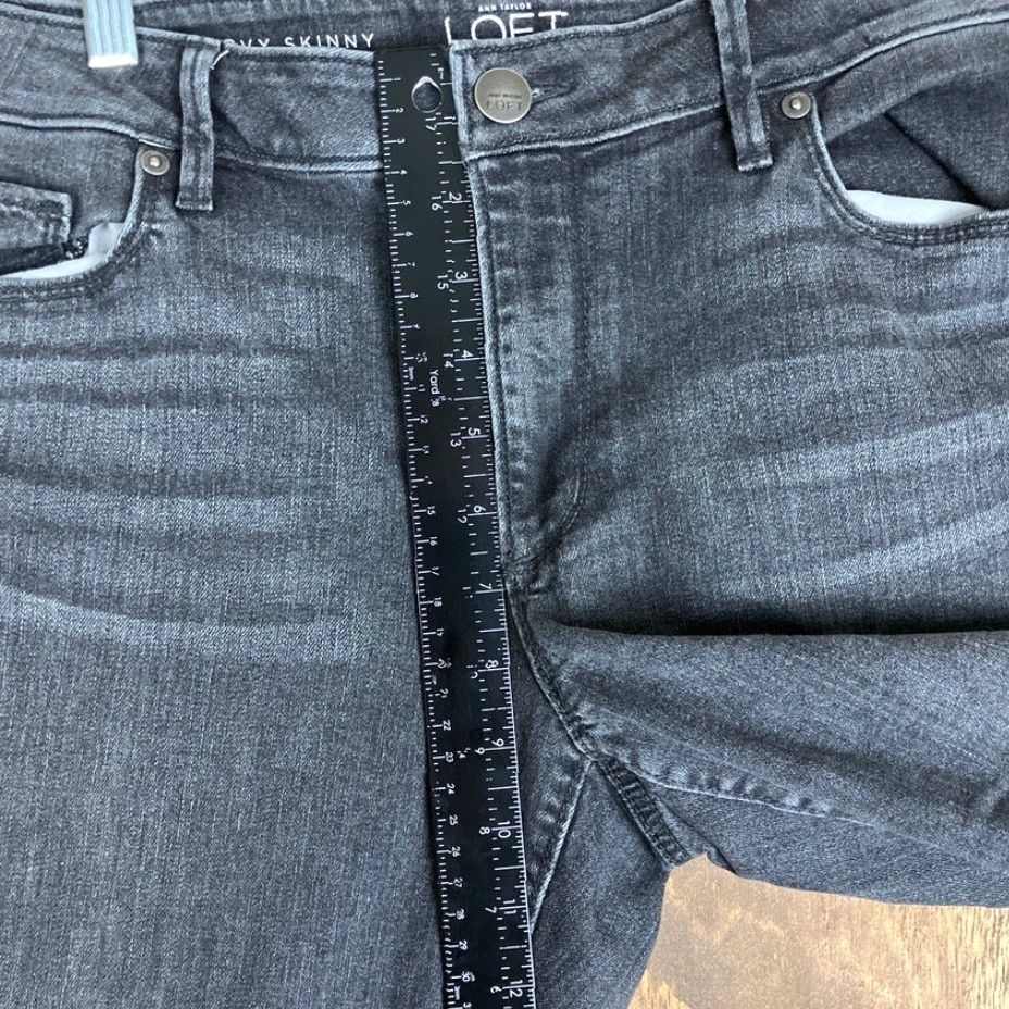 Ann Taylor VINTAGE Ann Taylor LOFT Womens Jeans Black Denim Mid Rise Curvy Skinny Stretch 12/31 Size 24" / US 00 / IT 34 - 7 Thumbnail