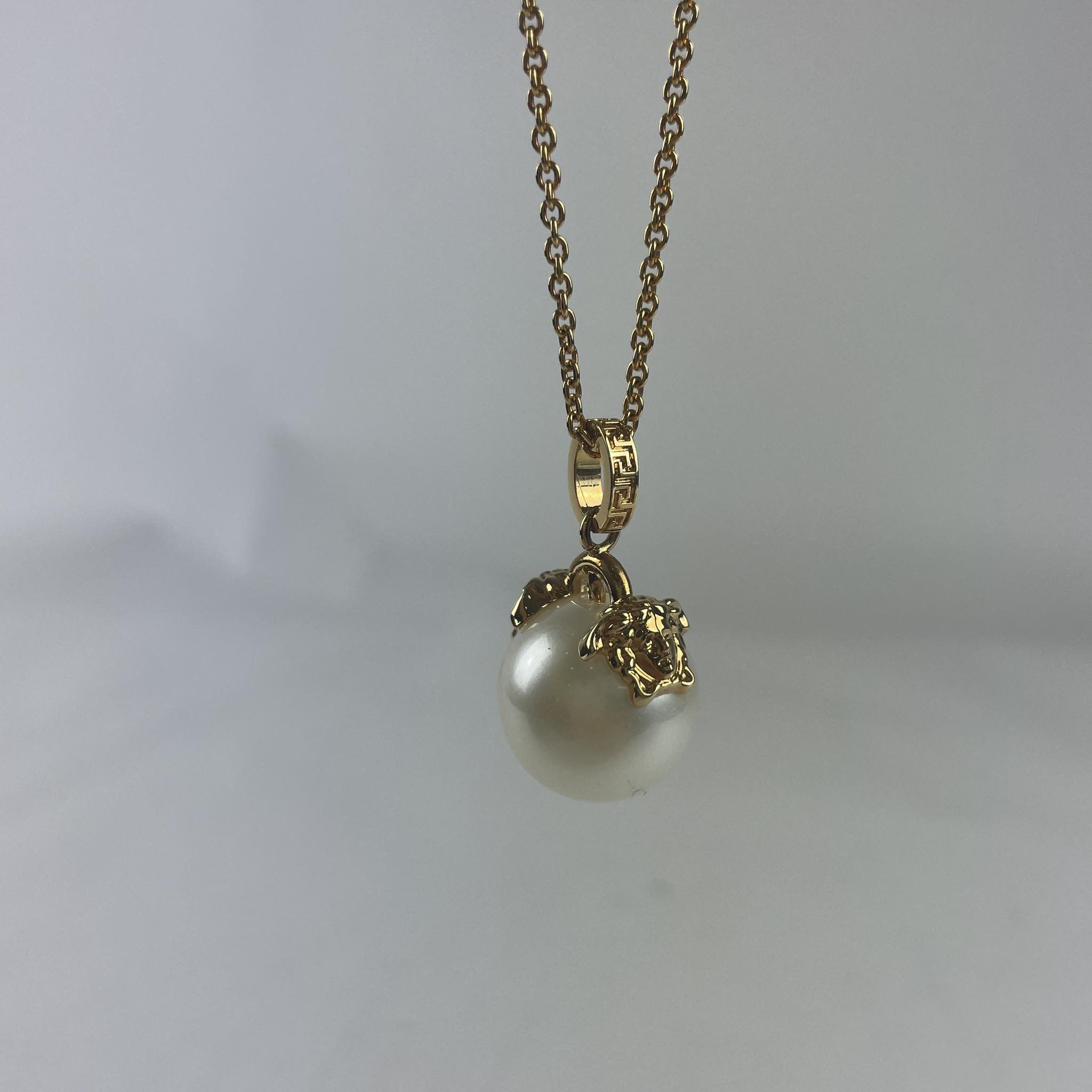 Versace NEW Versace Gold Plated White Pearl Medusa Necklace Size ONE SIZE - 3 Thumbnail