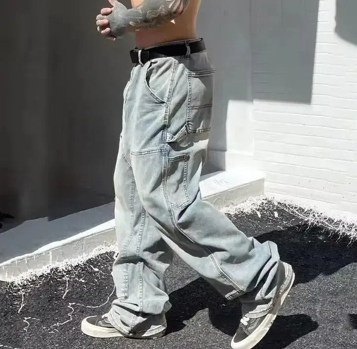Japanese Brand Blue Wide Leg Denim Jeans, Oversized Jeans Size US 32 / EU 48 - 2 Thumbnail