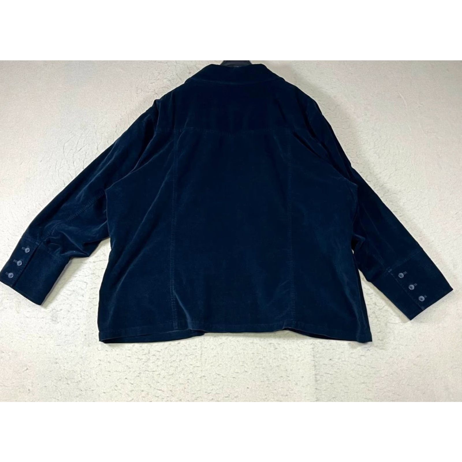 Talbots VINTAGE Talbots Velvet Button Down Coat 22W Long Sleeve Blue Womens Stretch Velvet Coat 22W Womens Size 3XL / US 20-22 - 2 Thumbnail
