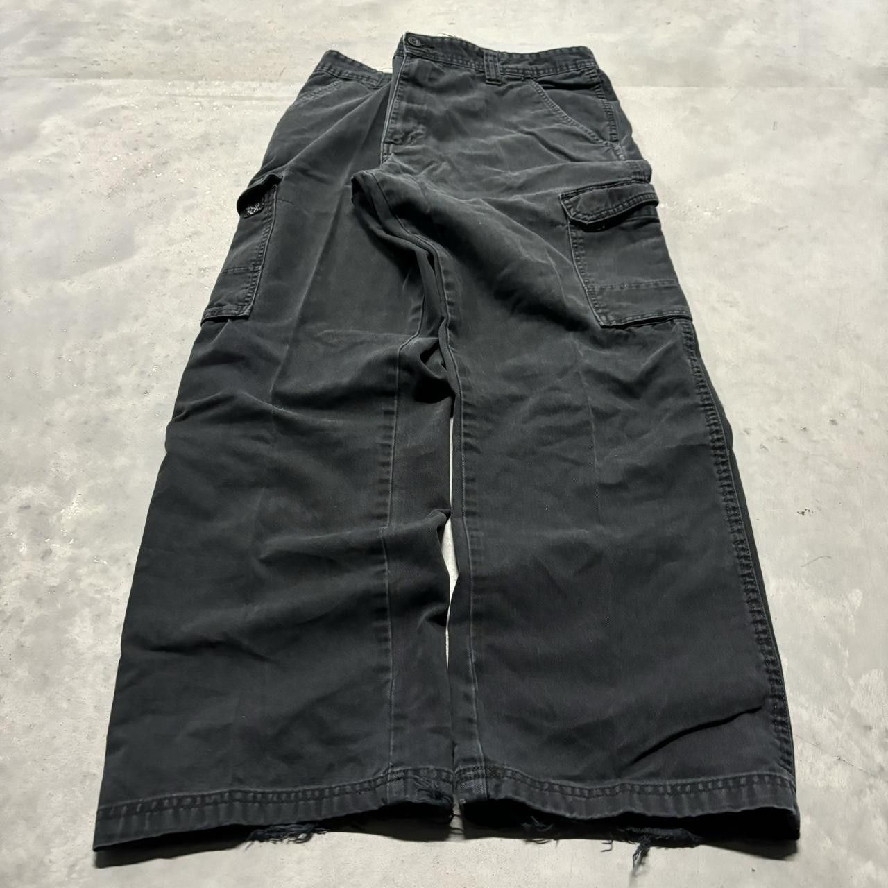 Japanese Brand × Vintage Crazy Vintage Y2K/2000s Baggy Faded Black Skater Grunge Cargo Pants! Size US 34 / EU 50 - 3 Thumbnail