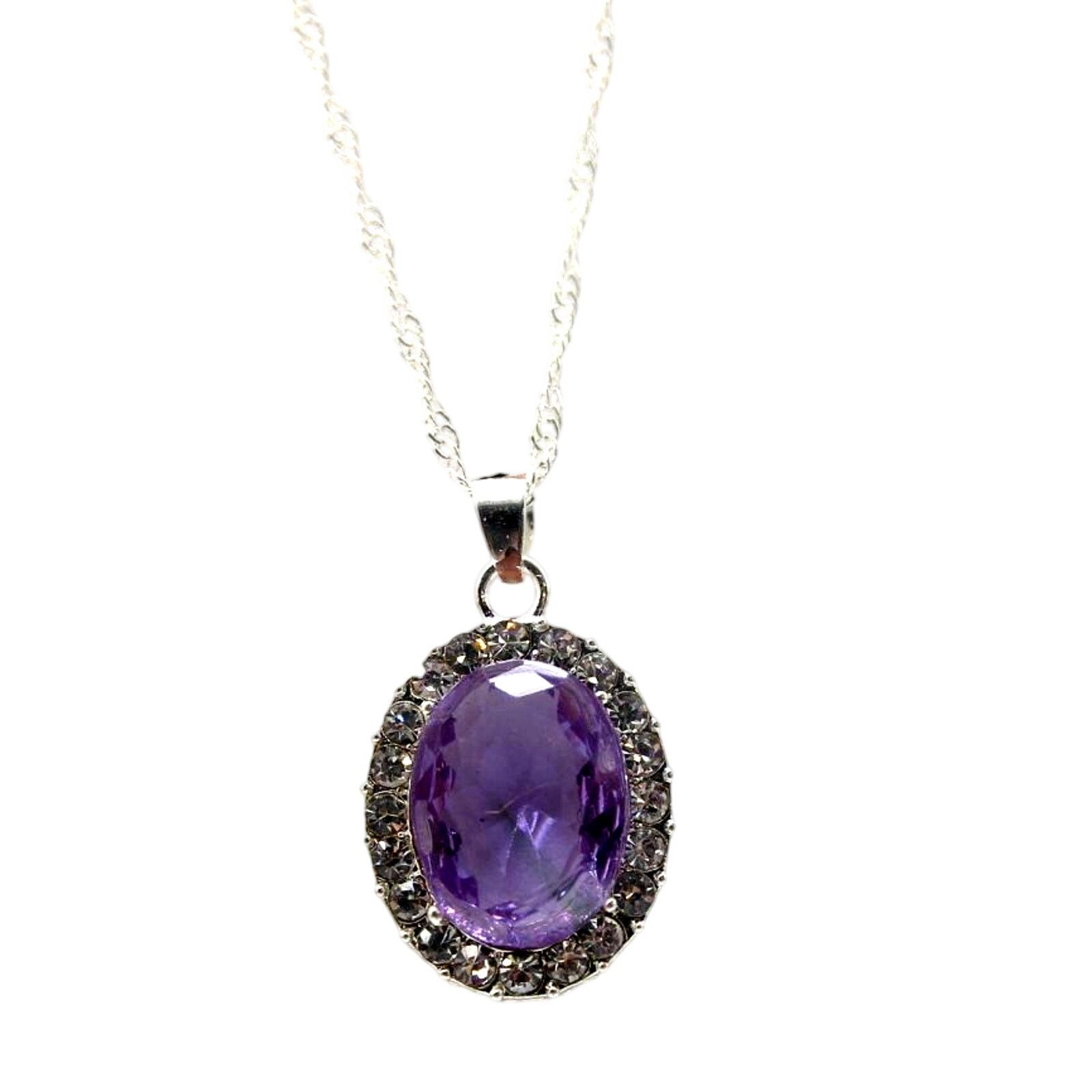 Other Faux Amethyst & Rhinestone Necklace Earring Ring Set •Size 7 Size ONE SIZE - 4 Thumbnail