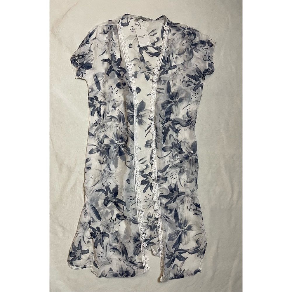 Other NWT New Elena Baldi Floral Print Silk Blend Kimono Duster O Size ONE SIZE - 4 Thumbnail