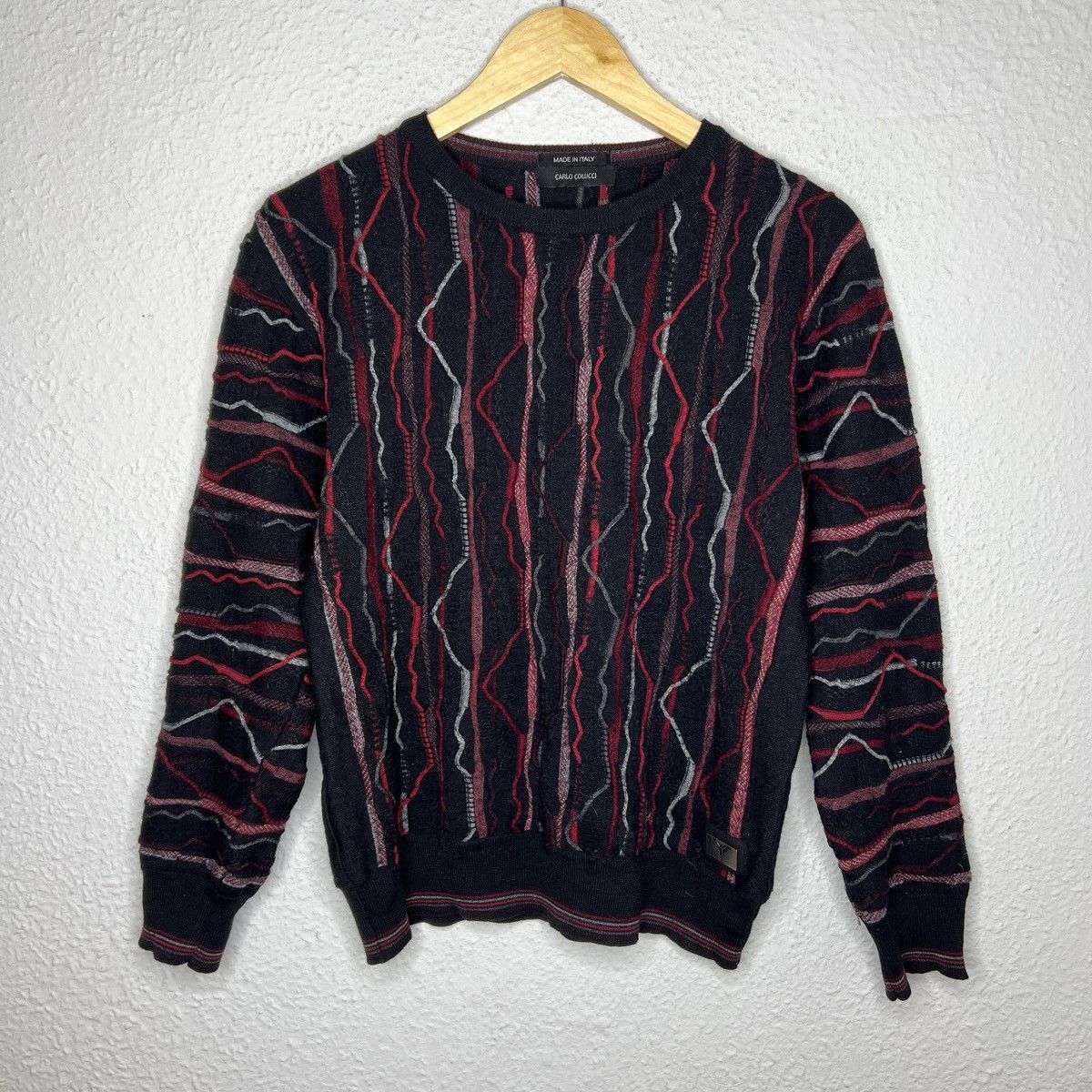 Carlo Colucci Jumper Knitwear Sweater Wool Cable Coogi Style