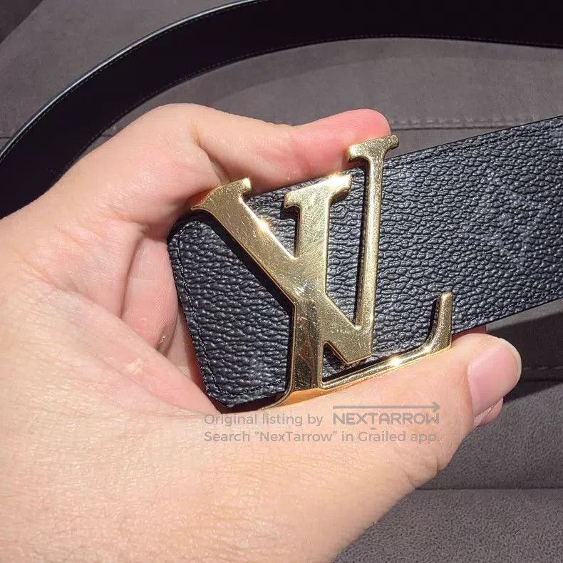 Louis Vuitton Louis Vuitton Gold buckle black presbyopic smooth buckle b Size ONE SIZE - 3 Thumbnail