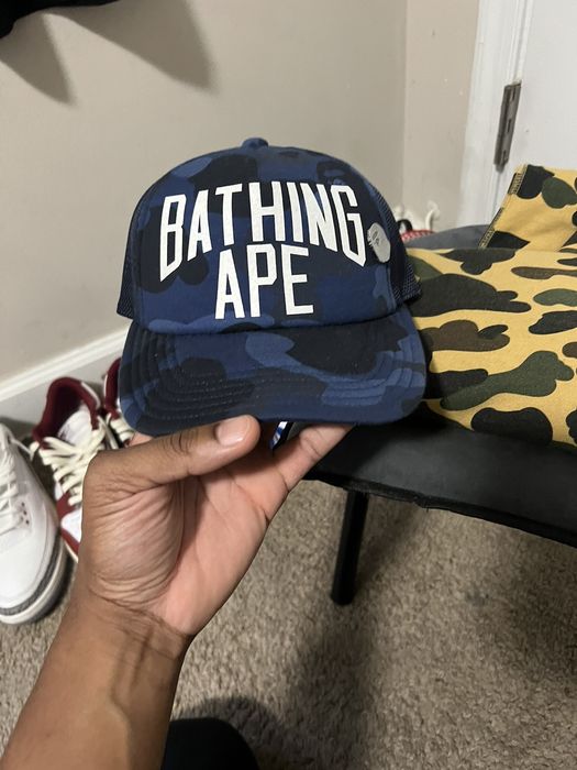 Bape Color Camo NYC Logo Mesh Cap | Grailed