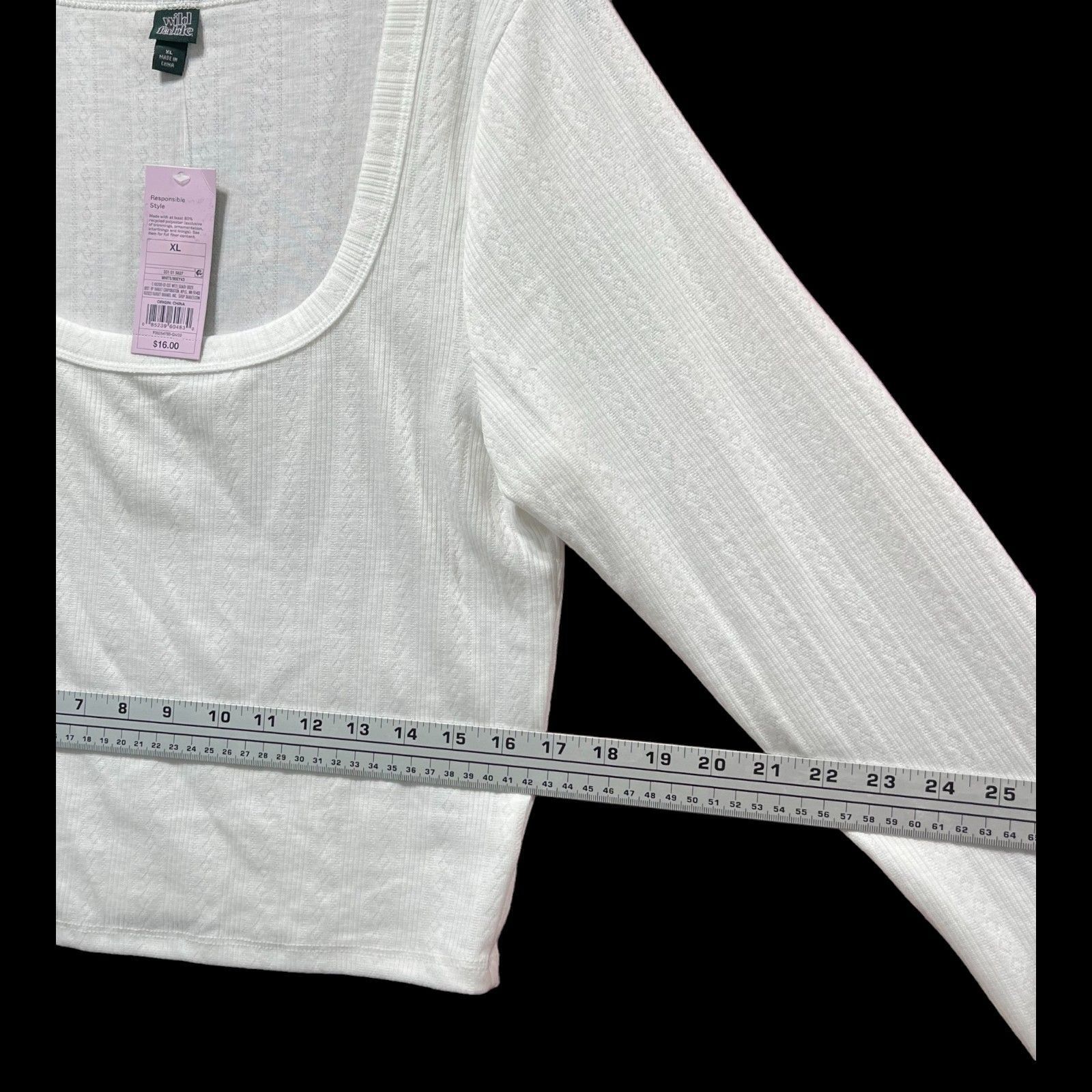 Other Wild Fable - Women's Long Sleeve Square Neck Pointelle T-Shi Size XL / US 12-14 / IT 48-50 - 5 Thumbnail