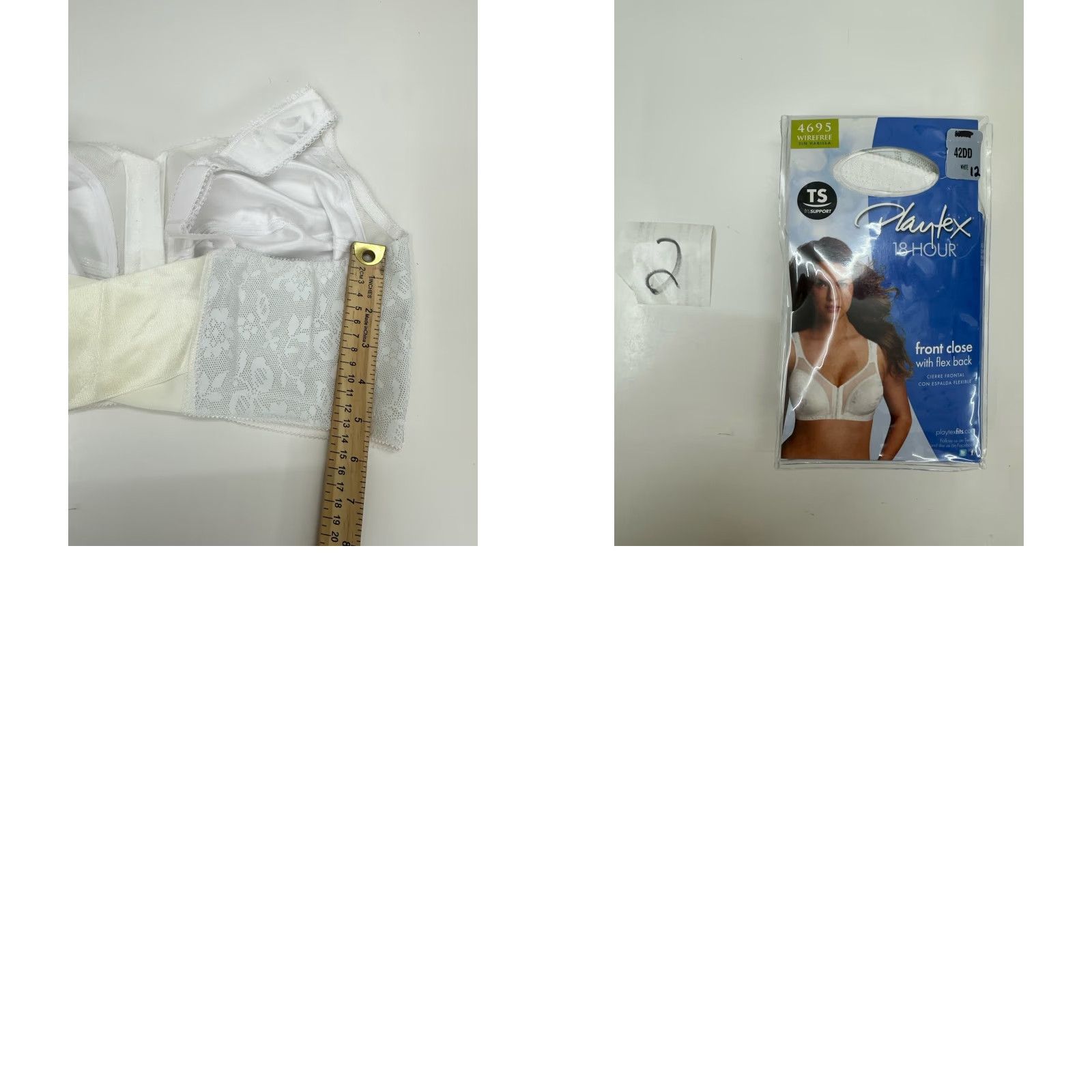 Vintage Playtex 18 Hour Womens Bra 42DD White Front Clasp Wirefree 4695 Size ONE SIZE - 8 Thumbnail