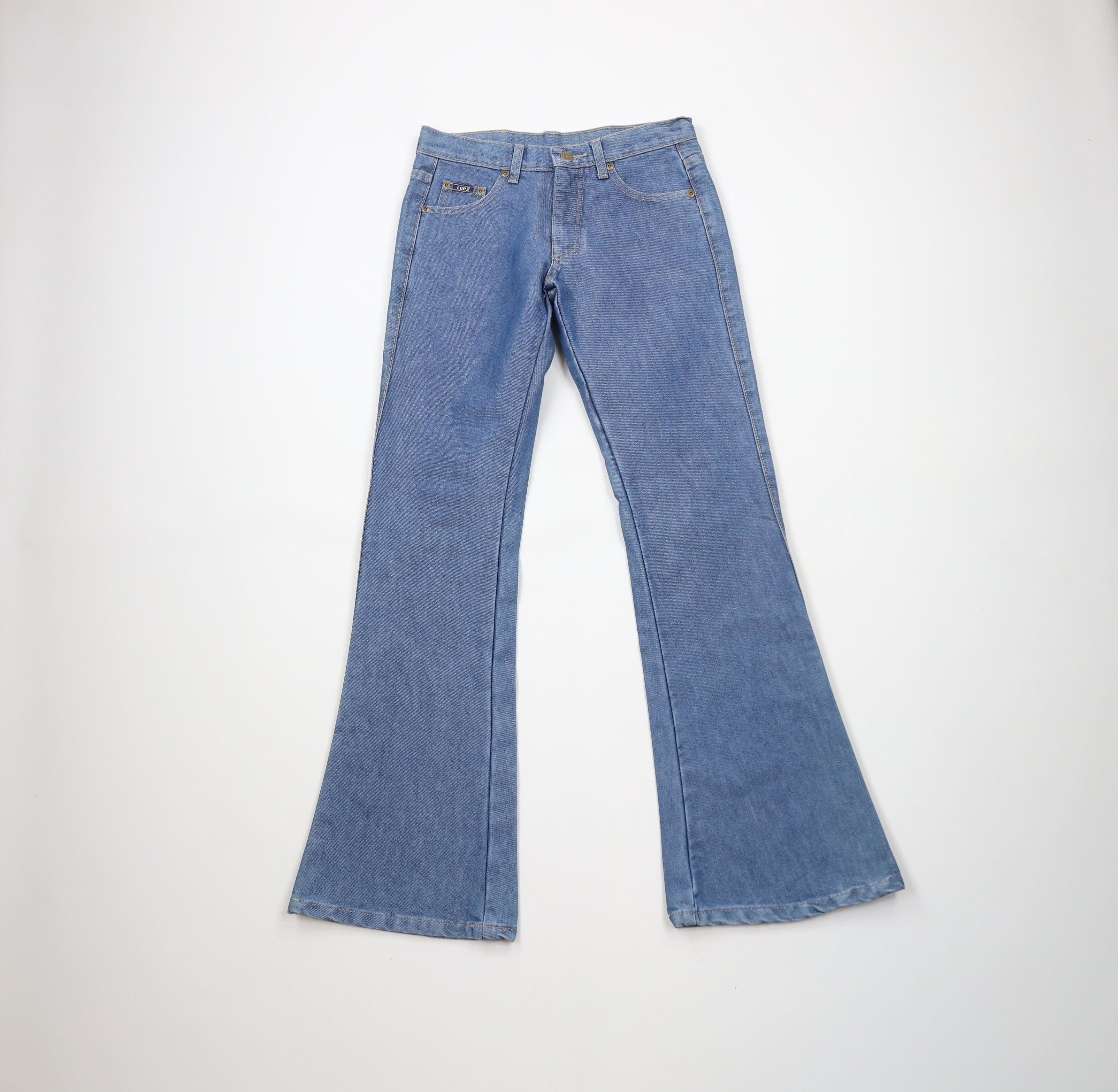 Lee × Vintage Vintage 90s Lee Chambray Bell Bottoms Denim Jeans Blue Size 25" / US 0 / IT 36 - 1 Thumbnail