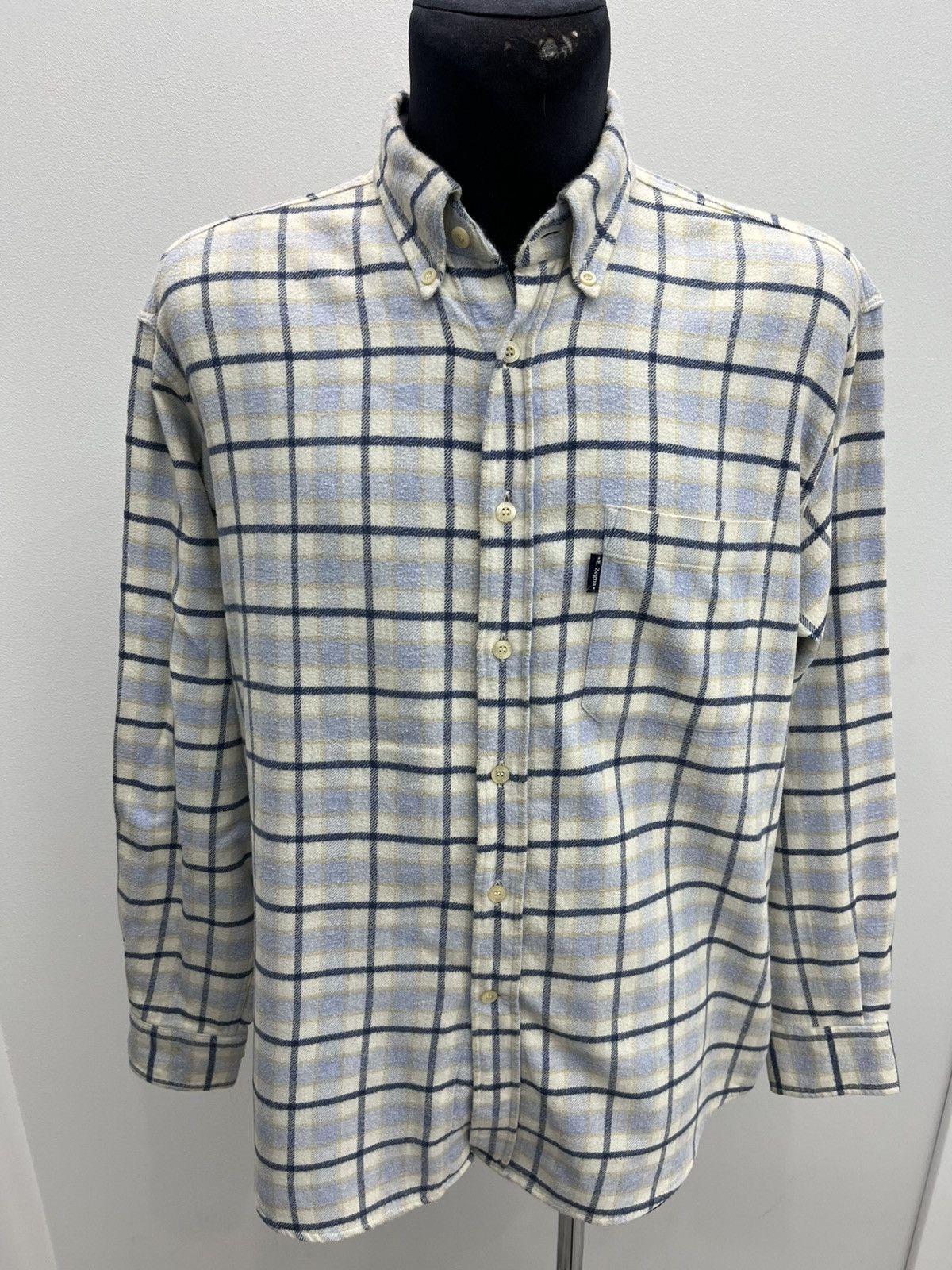 Ermenegildo Zegna Ermenegildo Zegna Check Flannel Heavy Cotton Shirt Overshirt Size US L / EU 52-54 / 3 - 1 Thumbnail