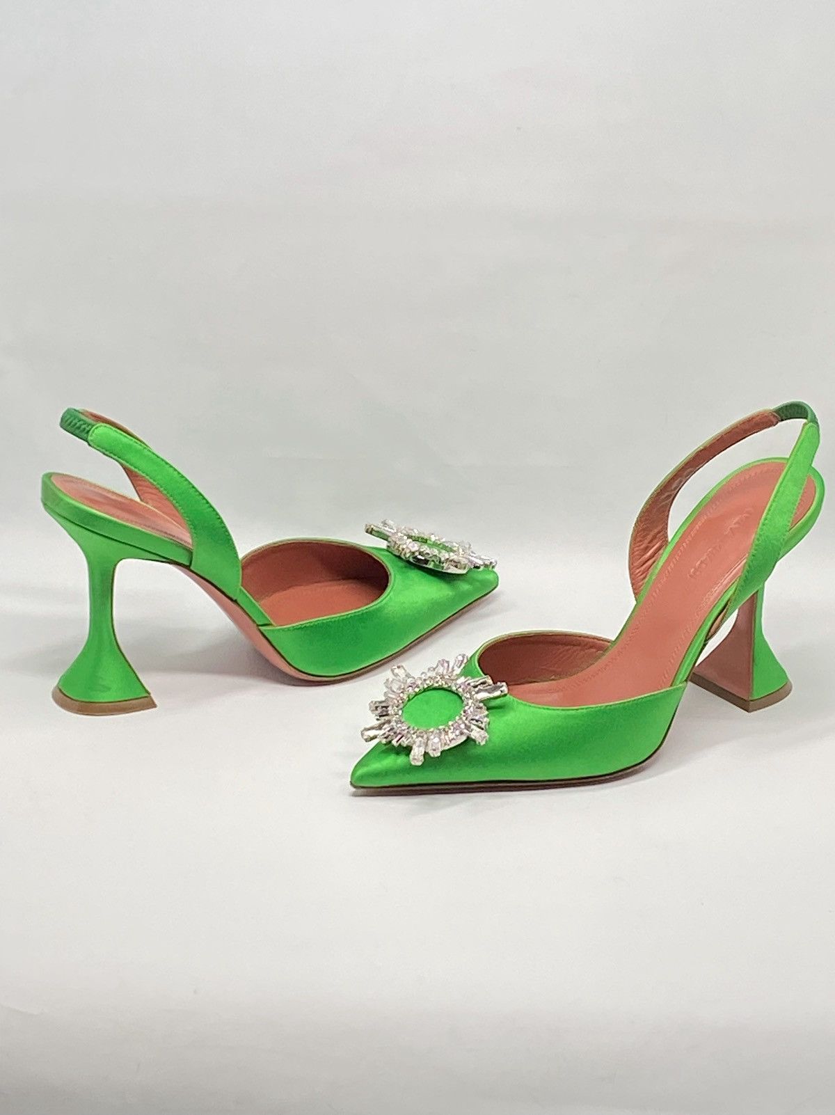 Amina Muaddi Amina Muaddi Begum Satin & Crystal Slingback Pumps size 37.5 Size US 7.5 / IT 37.5 - 7 Thumbnail