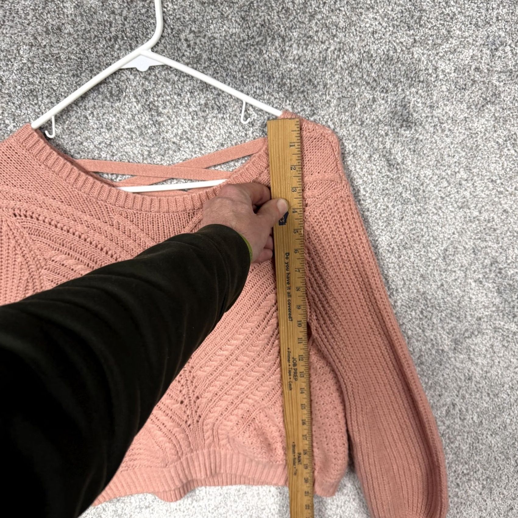 Almost Famous Almost Famous Sweater Womens M Pink Waffle-Knit V-Neck Criss-Cross Back Balloon Sleeve Purled Ribbed Hem Casual Fall Outfit Size M / US 6-8 / IT 42-44 - 2 Thumbnail