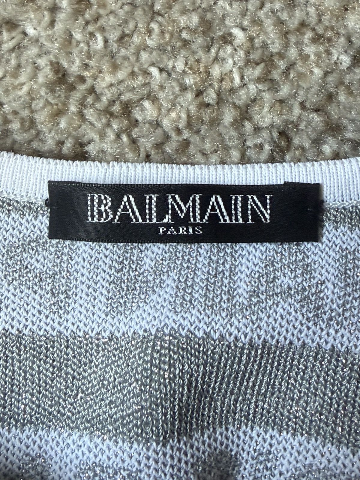 Balmain Balmain Paris Striped Bodysuit Gray/White Women’s 40 Size M / US 6-8 / IT 42-44 - 3 Thumbnail