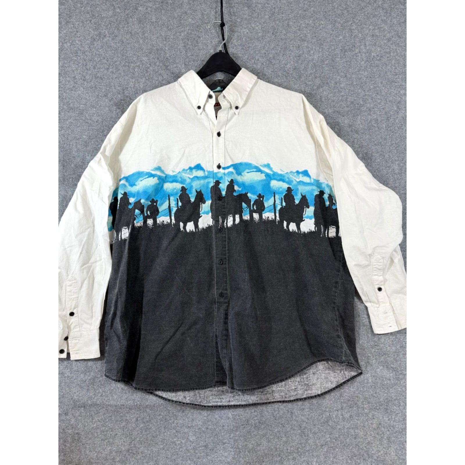Free Country VINTAGE Pure Country Western Shirt Mens 2XL White Black Cowboy Button-Down Long Sleeve VTG Mens Size US XXL / EU 58 / 5 - 3 Thumbnail