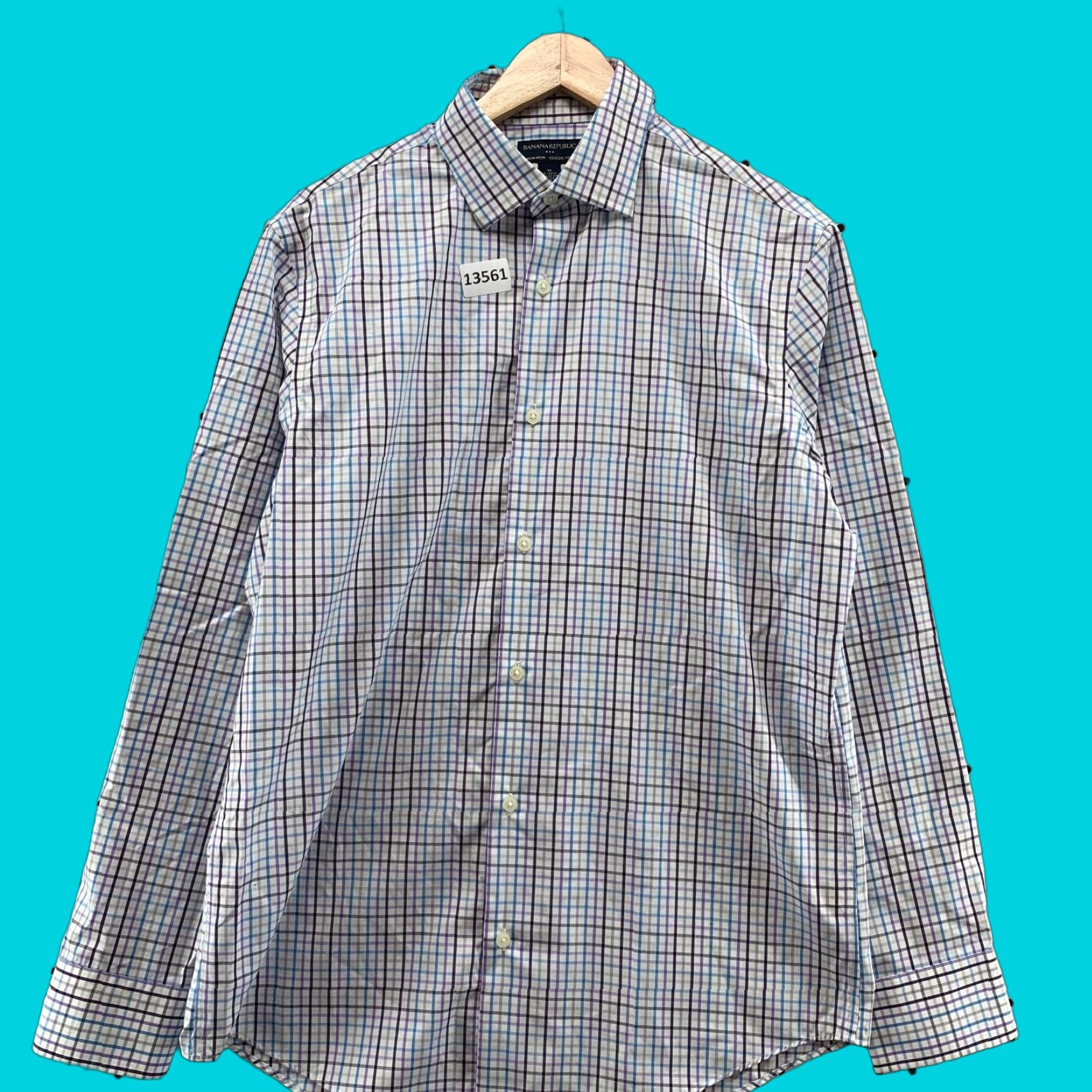 Banana Republic Banana Republic Classic Fit Bi-Colored Checker Medium Non Iron Long Sleeve Size US M / EU 48-50 / 2 - 1 Thumbnail