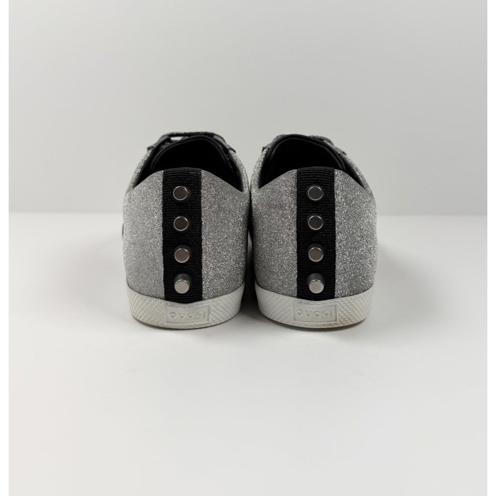 Gucci Size 8.5US - Gucci Bambi Web Silver Glitter Stud Sneakers Size US 8.5 / EU 41-42 - 4 Thumbnail