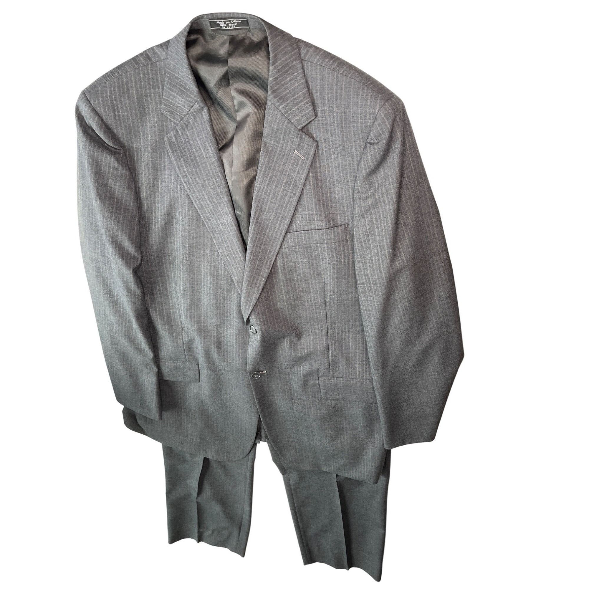 Other Mens Gray Pinstripe Two-Piece Suit 100% Wool Classic Fit Jac Size 44R - 6 Thumbnail