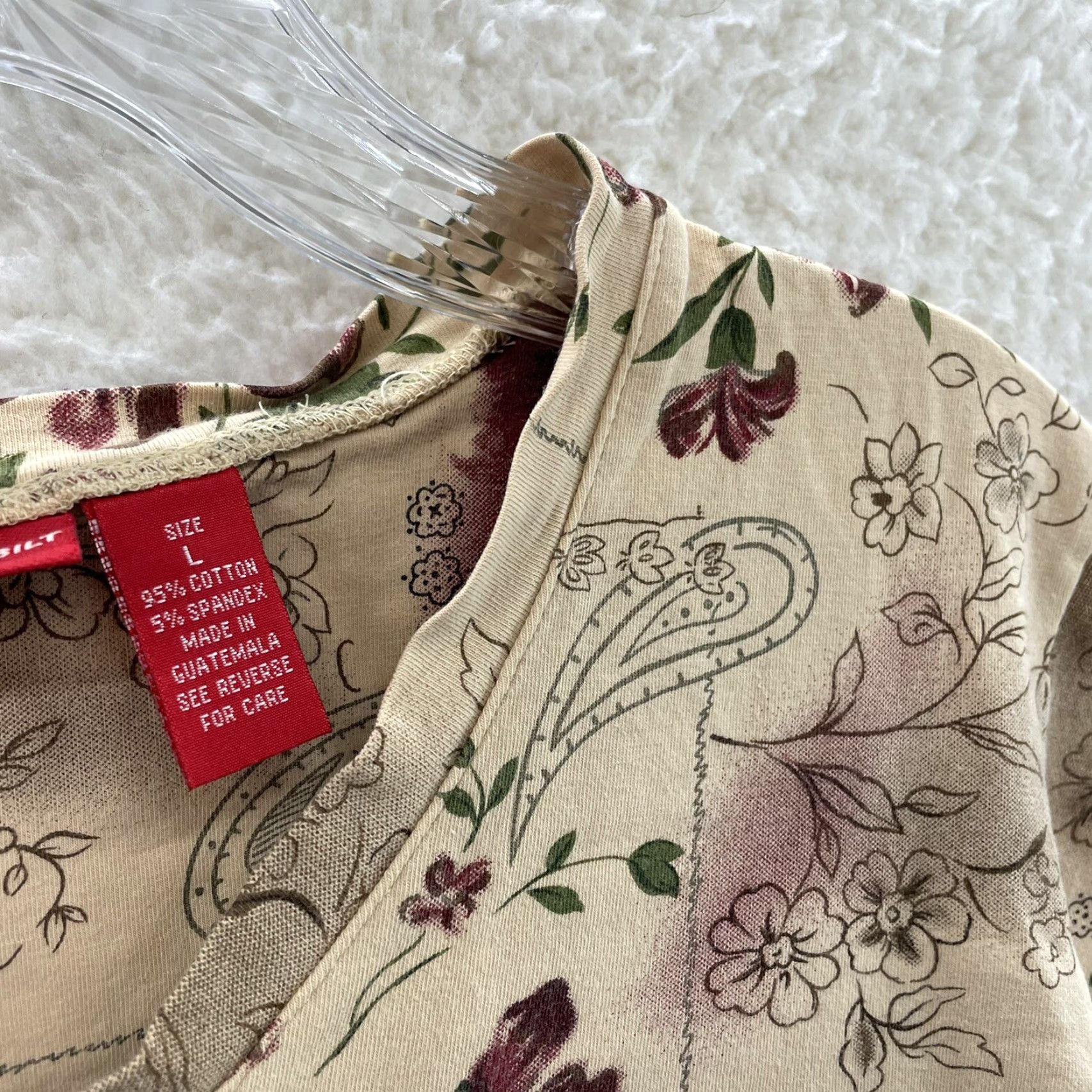 Gloria Vanderbilt VINTAGE Y2K Top Large Floral Paisley Cyber Boho Fairy Grunge Whimsigoth Western Shirt L Beige Mens Womens Girls Boys Size L / US 10 / IT 46 - 4 Thumbnail