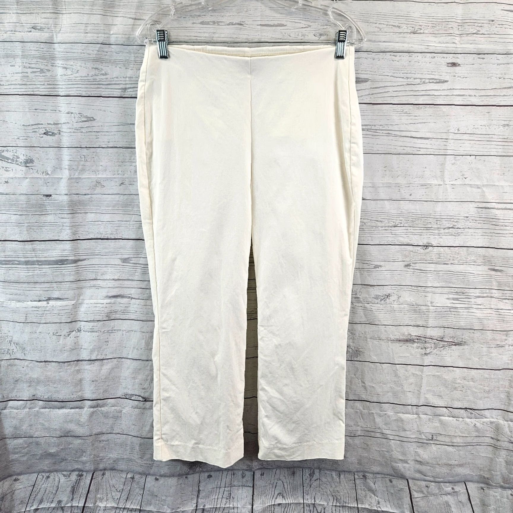 Vintage Chico's Womens Cropped Pants Sz 4 Ivory Pull On Mid Rise Rayon Blend Pants Men/Women? Size 27" / US 4 / IT 40 - 2 Thumbnail