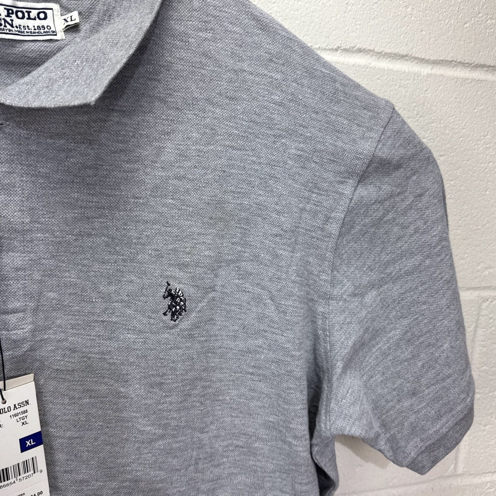 Vintage US Polo Assn. Men’s Short Sleeve Polo Shirt Heather Gray Size XL New Size US XL / EU 56 / 4 - 5 Thumbnail