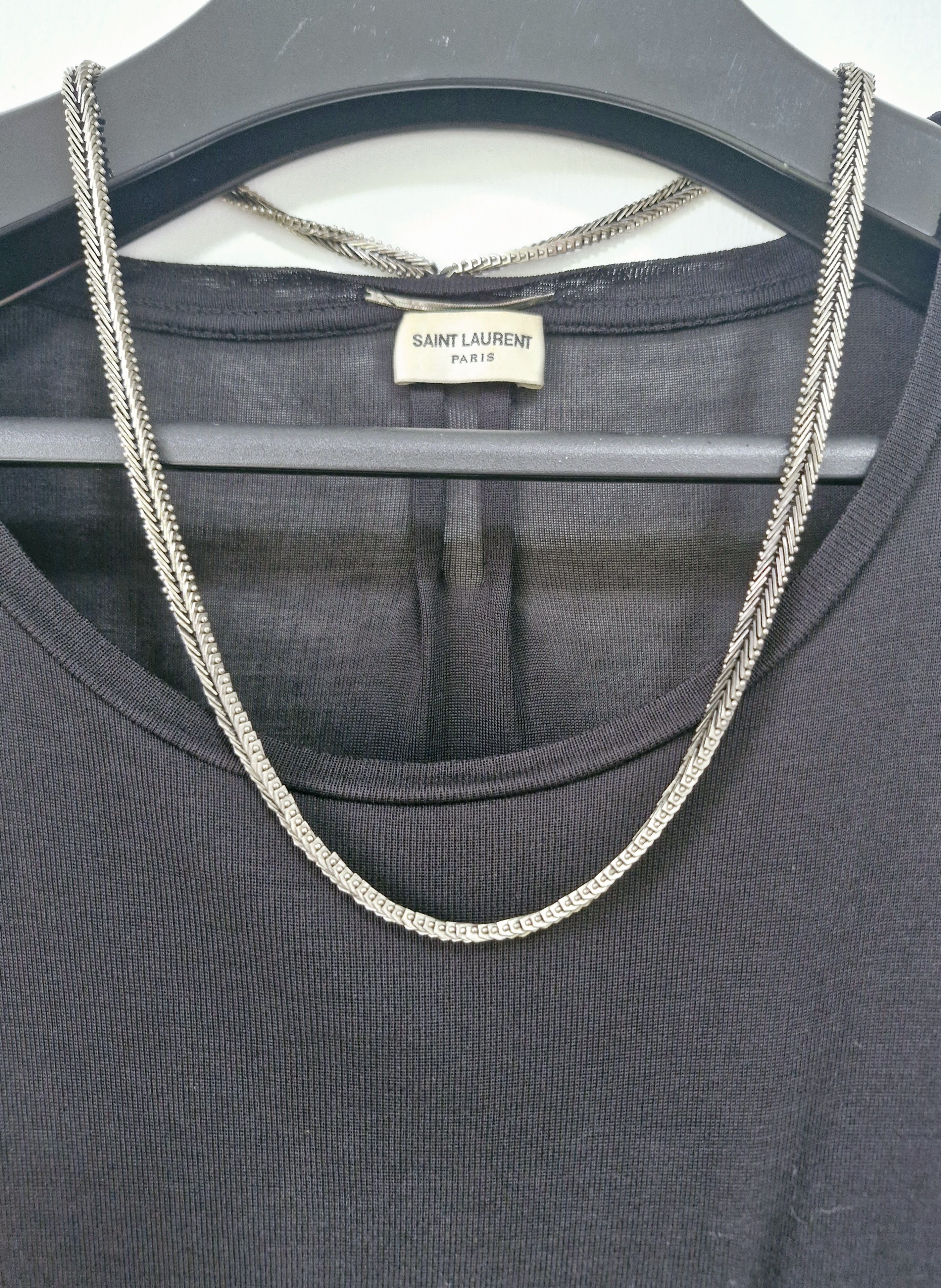Saint Laurent Paris AW13 Black Silk T-shirt with Chain Size US L / EU 52-54 / 3 - 3 Thumbnail