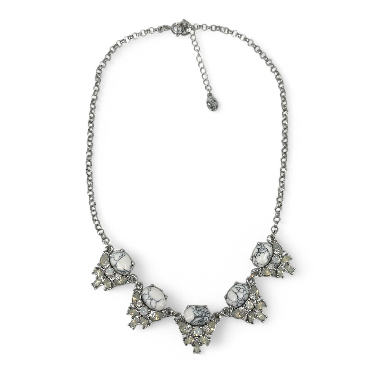 Loft Loft Rhinestone Statement Necklace White and Gray Size ONE SIZE - 5 Thumbnail